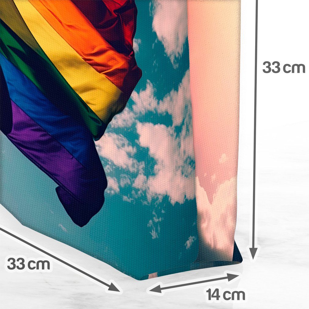 Flagge (1-tlg), Fahne flag Gay Wolken Henkeltasche Flagge Himmel Regenbogen parade pride cl VOID