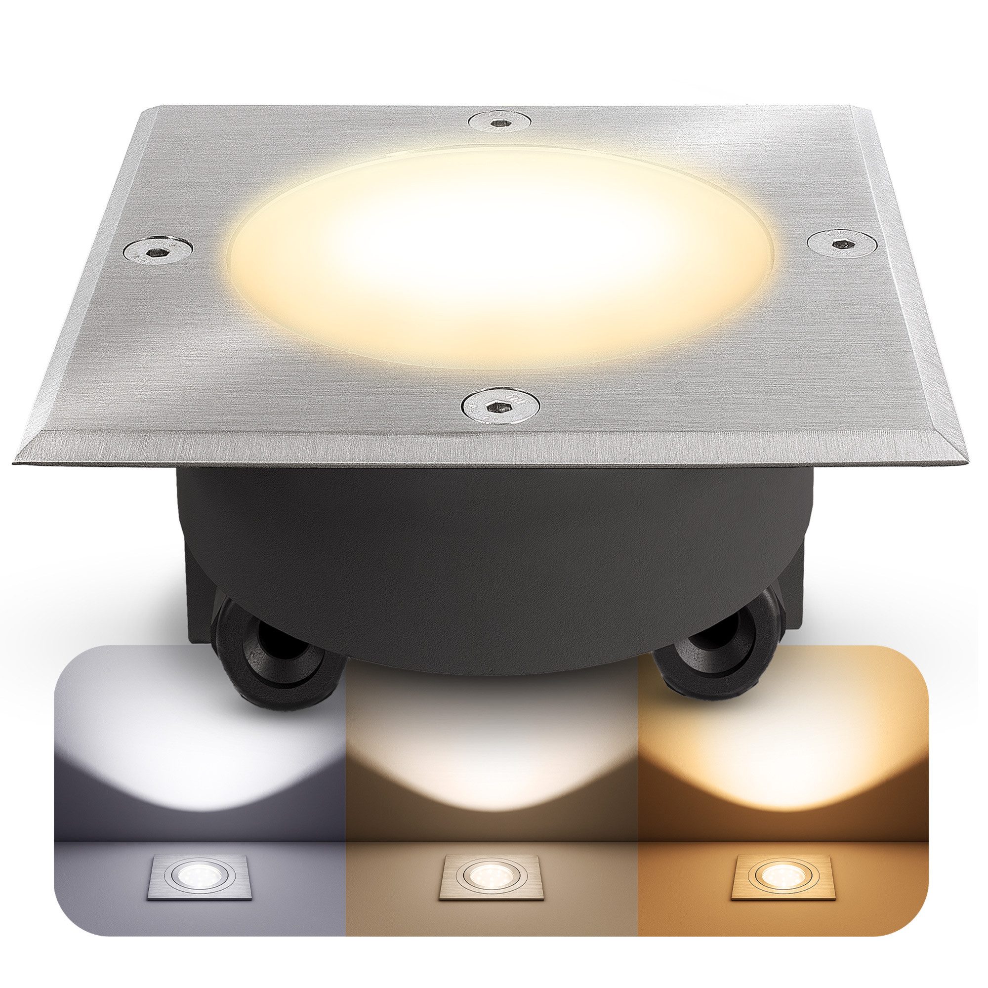 SSC-LUXon LED Gartenstrahler Bodenstrahler VIROK IP67 LED 5W austauschbares Glas 3CCT 3 Lichtmodi, Warmweiß