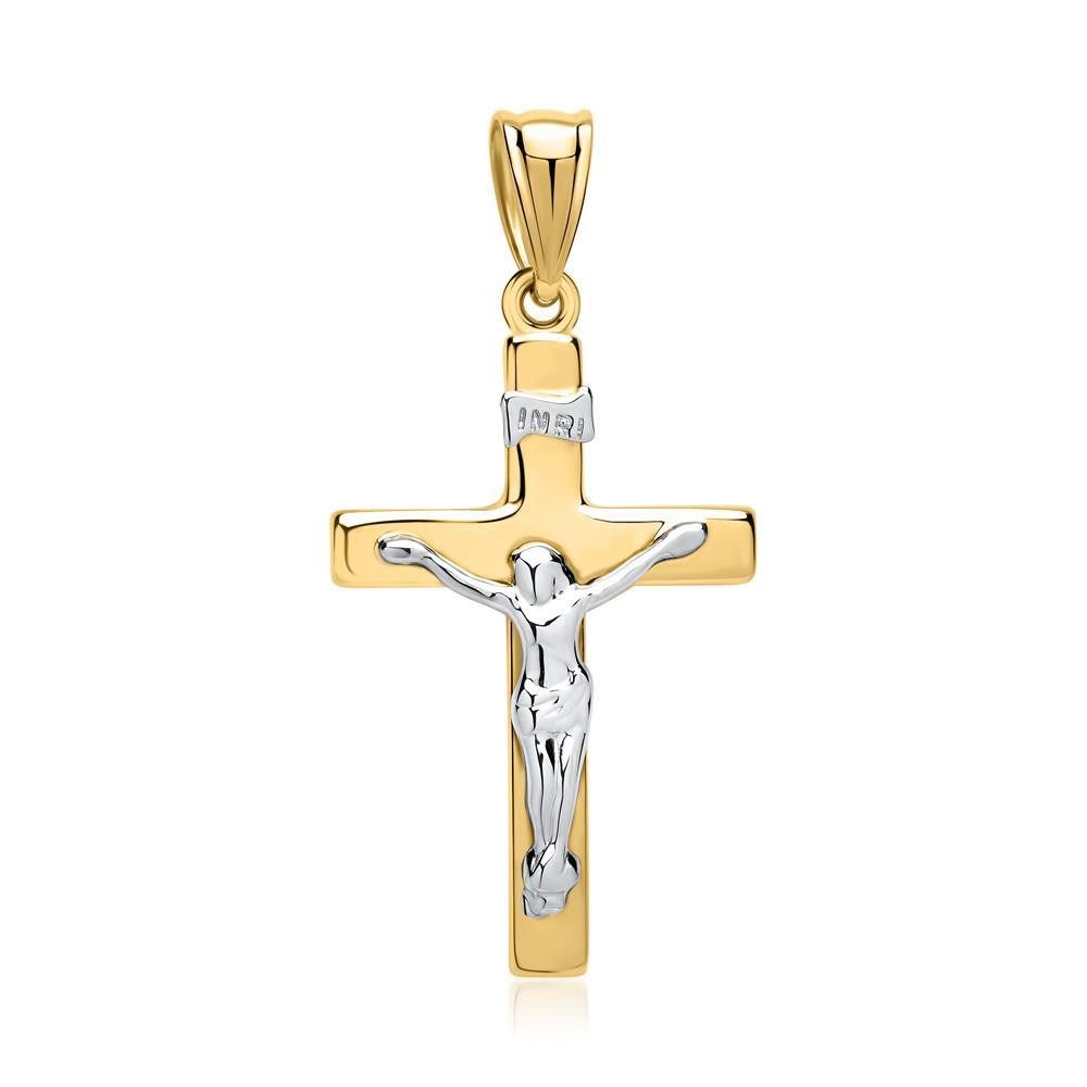 Kettenanhänger Kreuz Anhänger Jesus aus 333er Gelbgold+Weißgold (8K Gold) GP0201