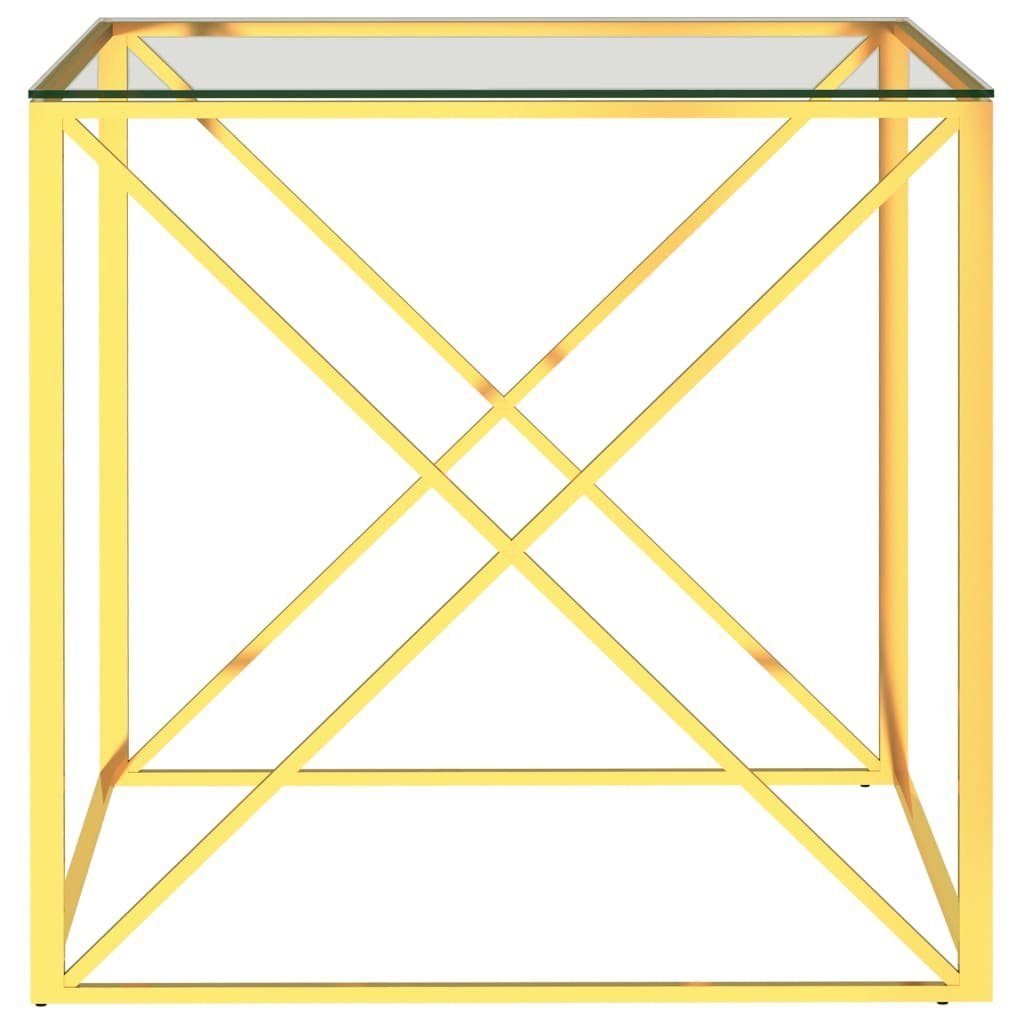 Glas furnicato 55x55x55 Golden und Edelstahl cm Couchtisch