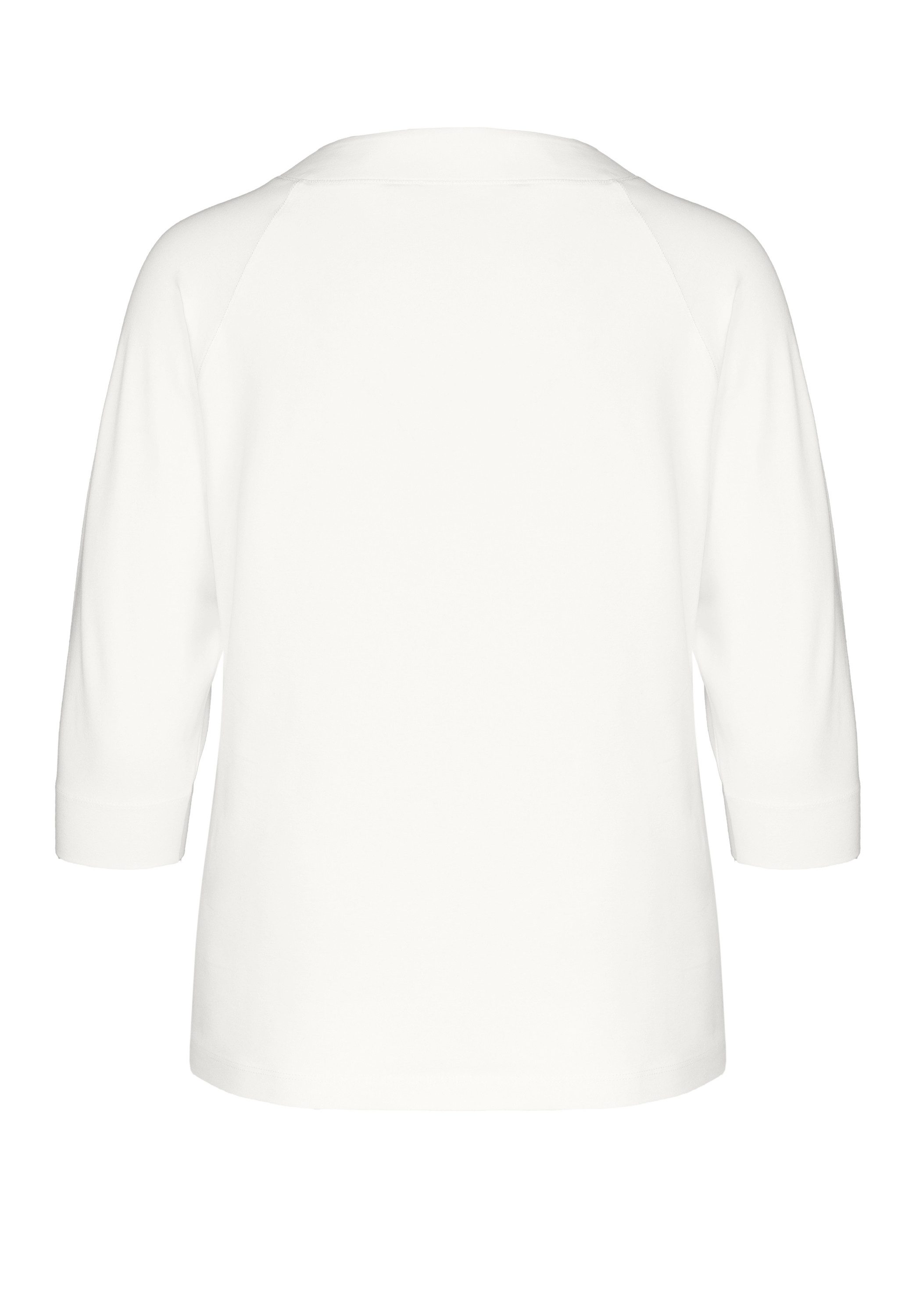 bianca Rundhalsshirt BONA mit dezentem Frontmotiv mit Schmucksteinchen