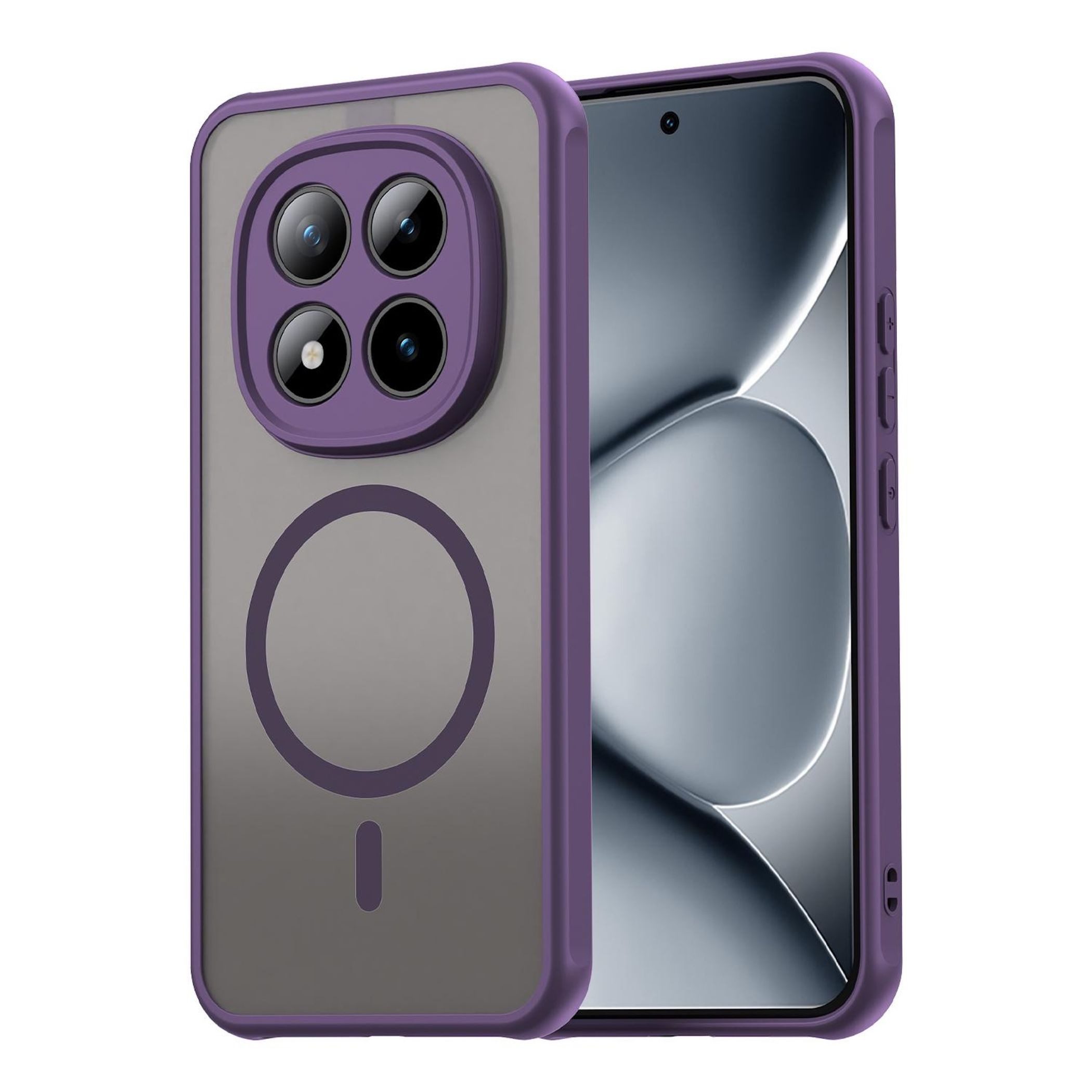 Wigento Handyhülle MagSafe für Xiaomi Redmi Note 15 Pro Plus Hybrid Kameraschutz Lila 6,83 Zoll, MagSafe-kompatibel, frosted Design, stoßfest
