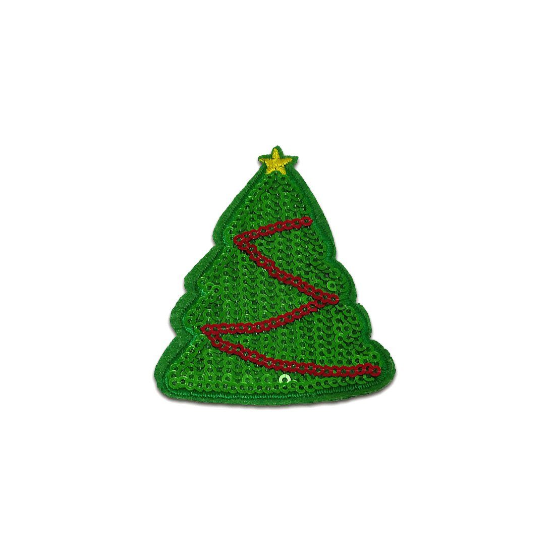 Catch the Patch Aufnäher Bügelbild, Aufbügler, Applikationen, Patches, Flicken, zum aufbügeln, Kunststoff, Weihnachtsbaum Weihnachten Pailletten - Größe: 7,3 x 5,8 cm