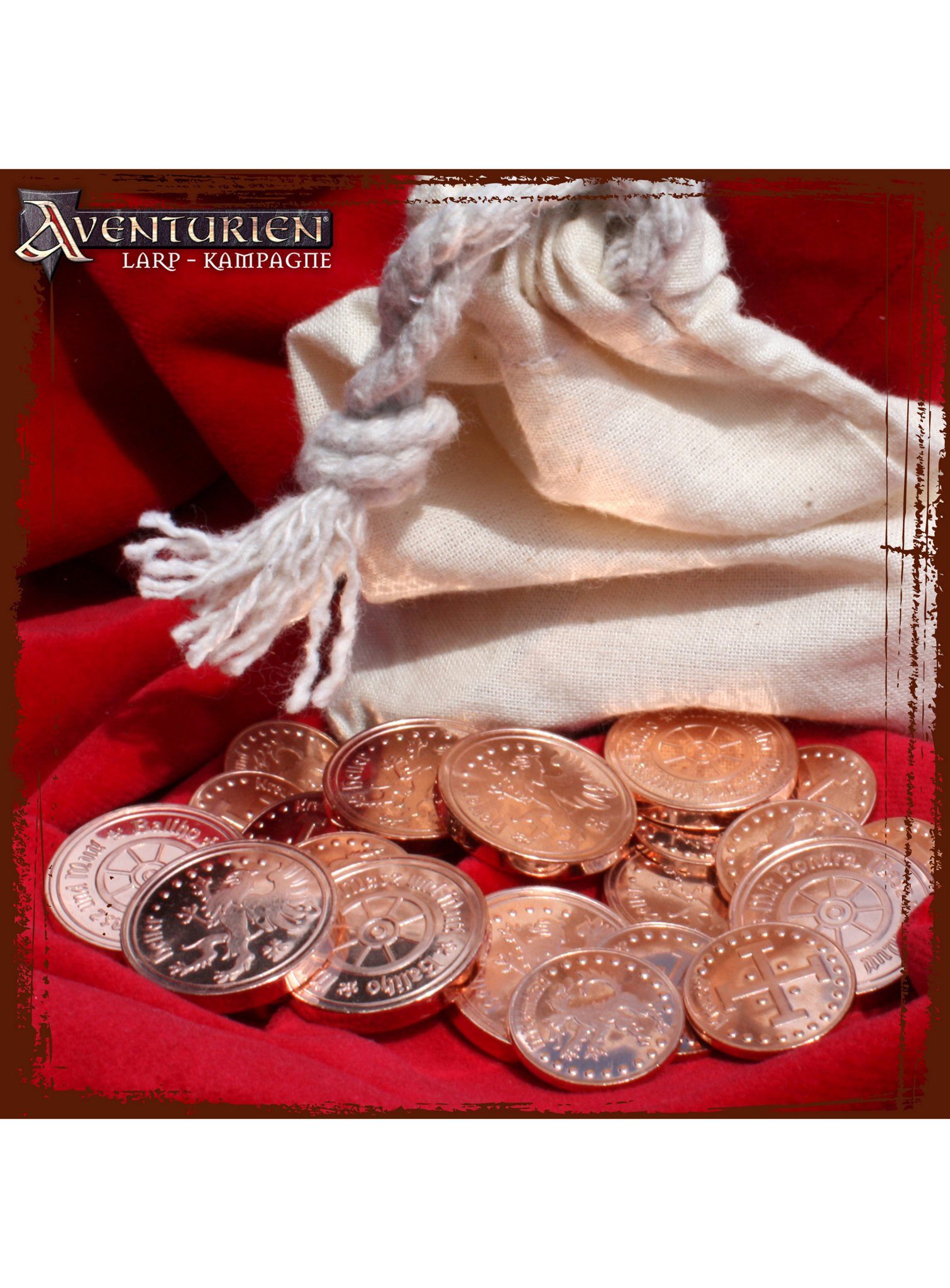 Zauberfeder Kostüm Münz-Set Phex‘ Notgroschen, Larp-Geld ist für eine Con eigentlich unverzichtbar. Hier ist etwas S