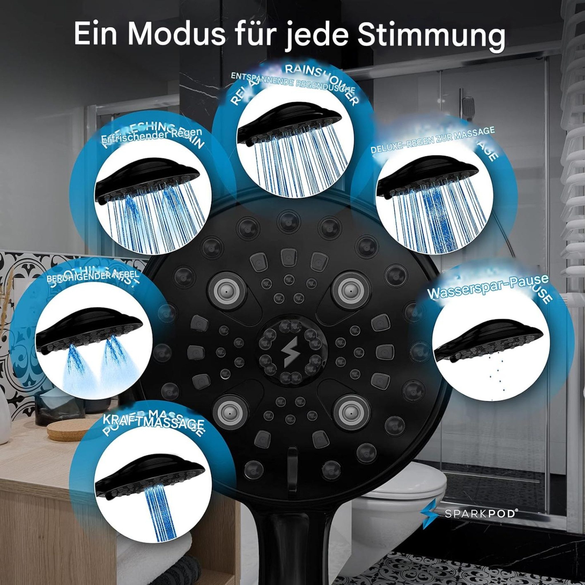sparkpod Handbrause XXL Duschbrause Handbrause 6 günstig online kaufen