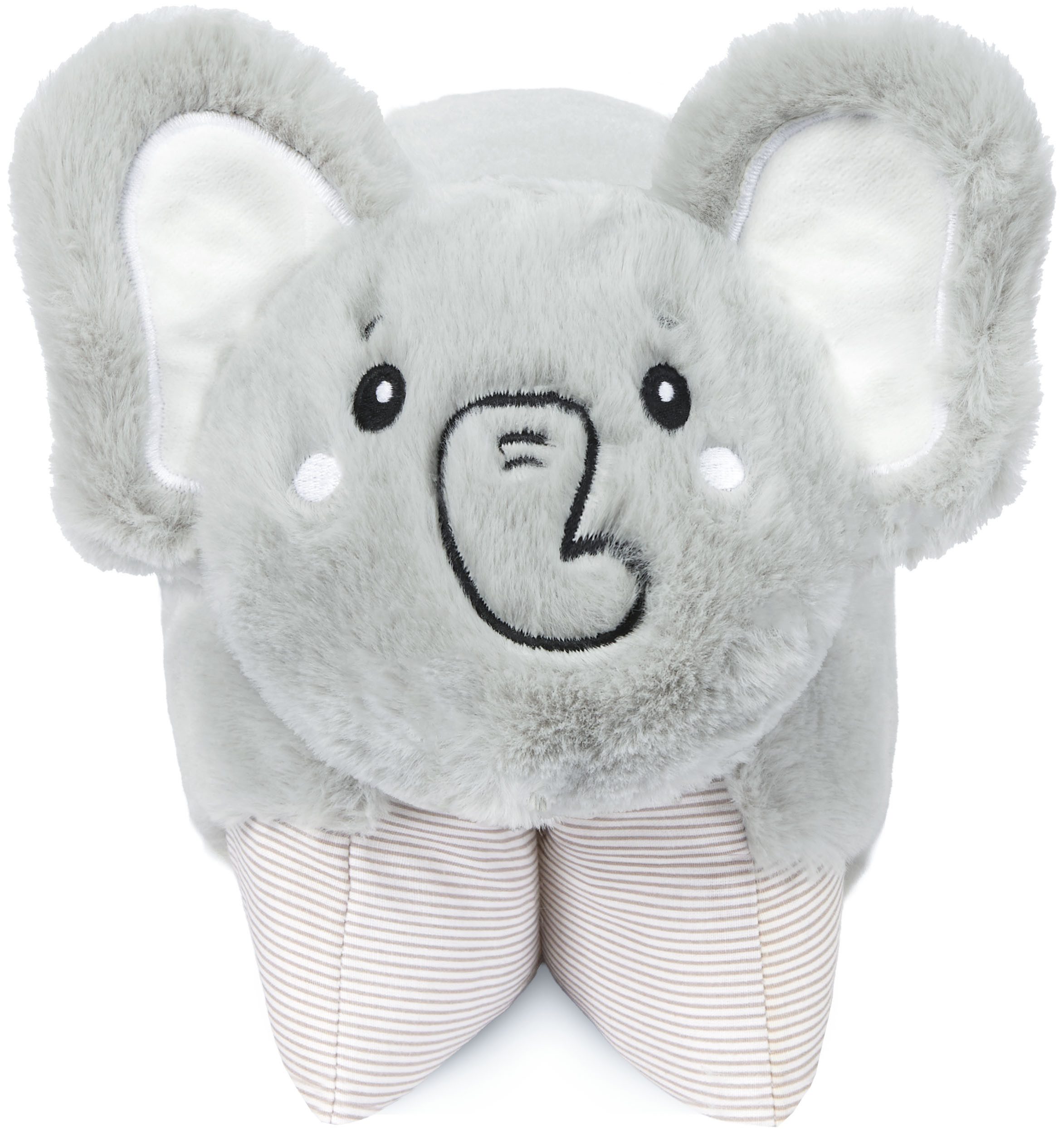 BRUBAKER Kuscheltier Kuscheltierkissen Elefant - 2 in 1 Plüschtier und Kissen (Niedliches Tier Kuschelkissen - Grau, 1-St., 40 x 30 cm, Elefantenkissen), aufklappbares Kinder Plüschkissen mit Klettverschluss