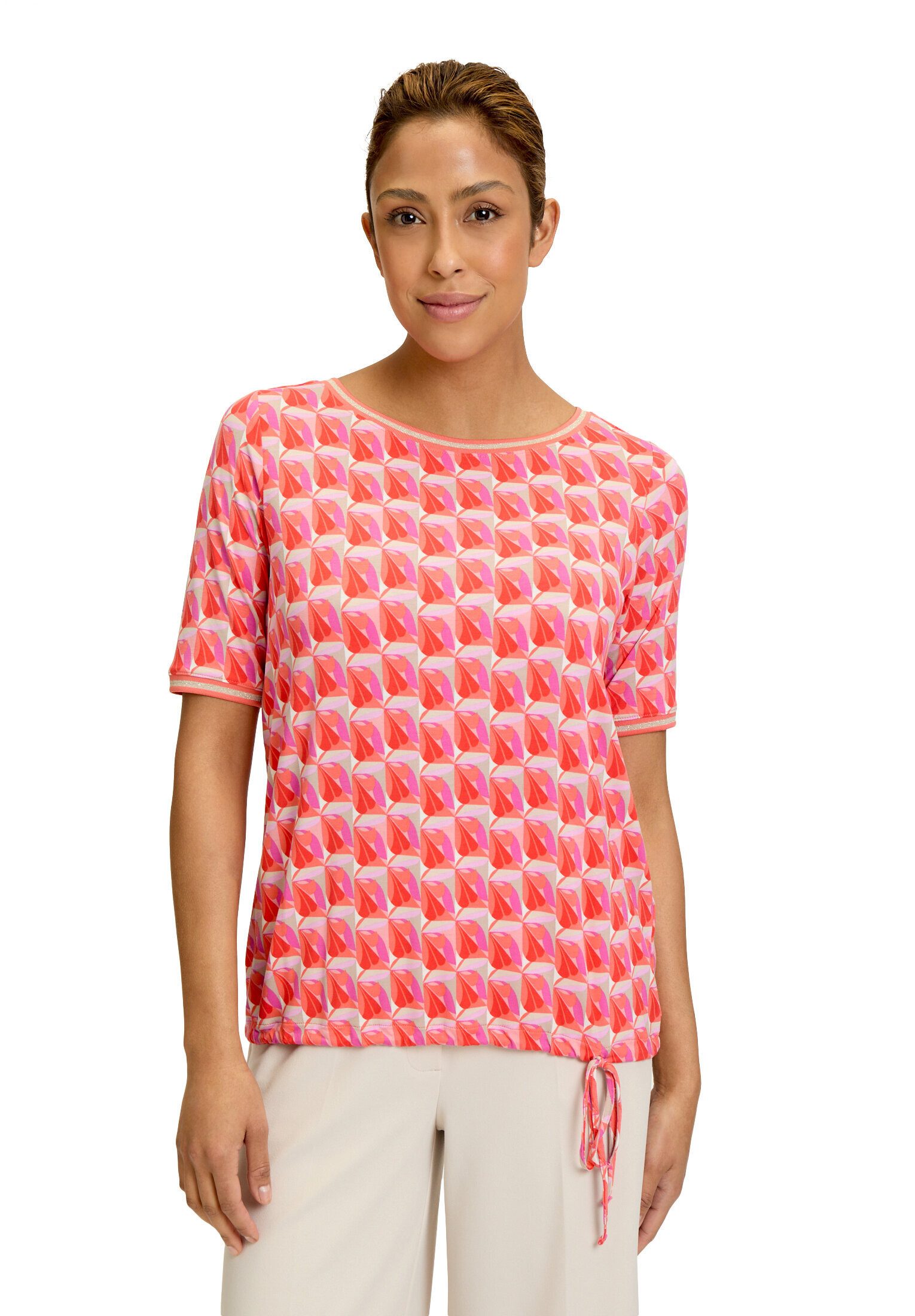 Betty Barclay Kurzarmshirt Damen mit Tunnelzug (1-tlg) Rippbündchen