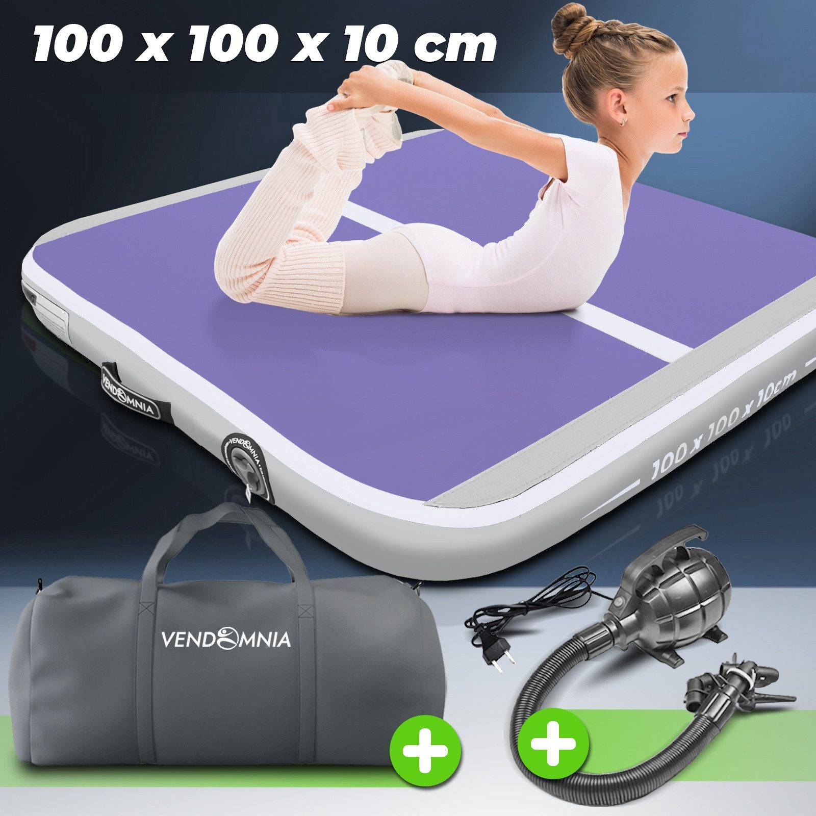 VENDOMNIA Turnmatte AIR Tracking TRACK Matte - aufblasbar, Tumbling Matte (10 cm - 20 cm hoch, mit elektrischer Pumpe, Farbwahl, Größe: 1 2 3 4 m Tumblingmatte, Gymnastikmatte, Turnmatte, Trainingsmatte, Fitnessmatte)