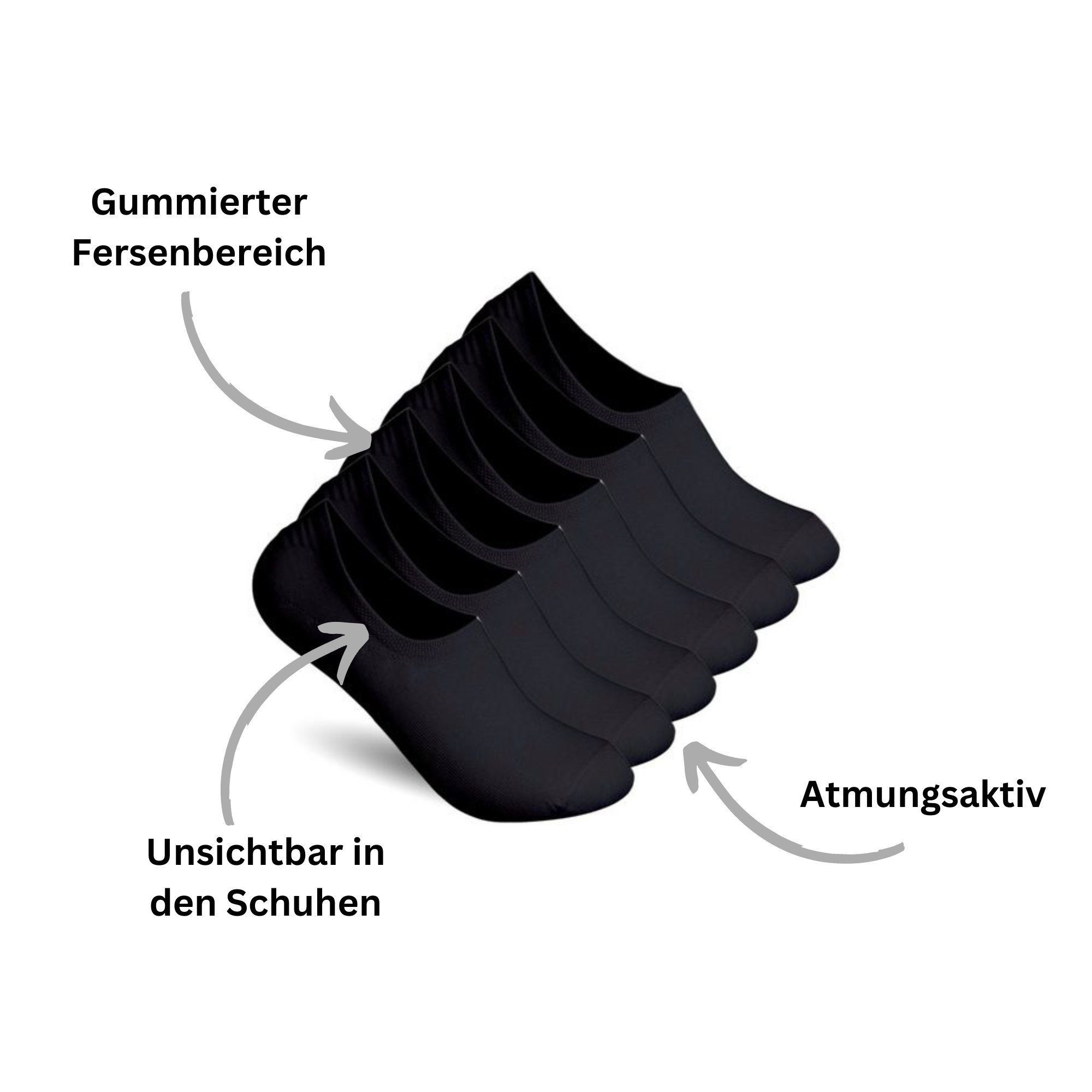 TEXEMP Füßlinge 6 - 18 Paar Invisible Sneaker Socken Damen & Herren Gekämmte Baumwolle (Packung, 6-Paar) Unsichtbar & Rutschfest in den Schuhen
