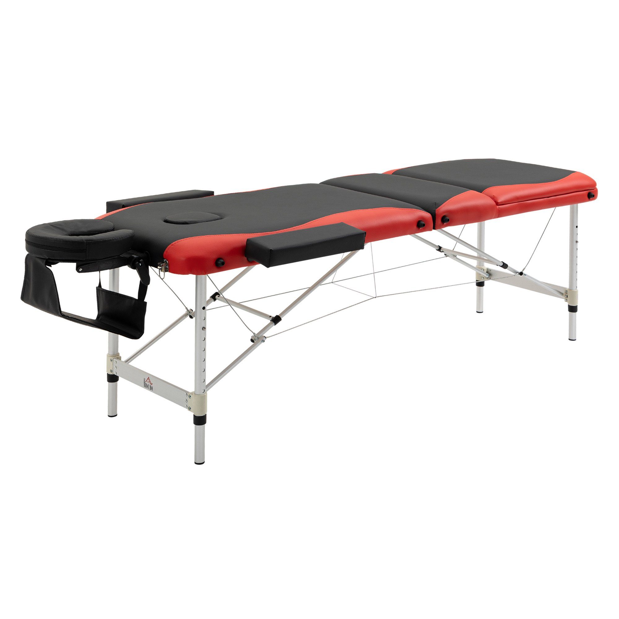 HOMCOM Massageliege klappbares Massagebett (Massageliegen, 1-St., Massagetisch), Schwarz+Rot 215 x 81 x 61-84 cm