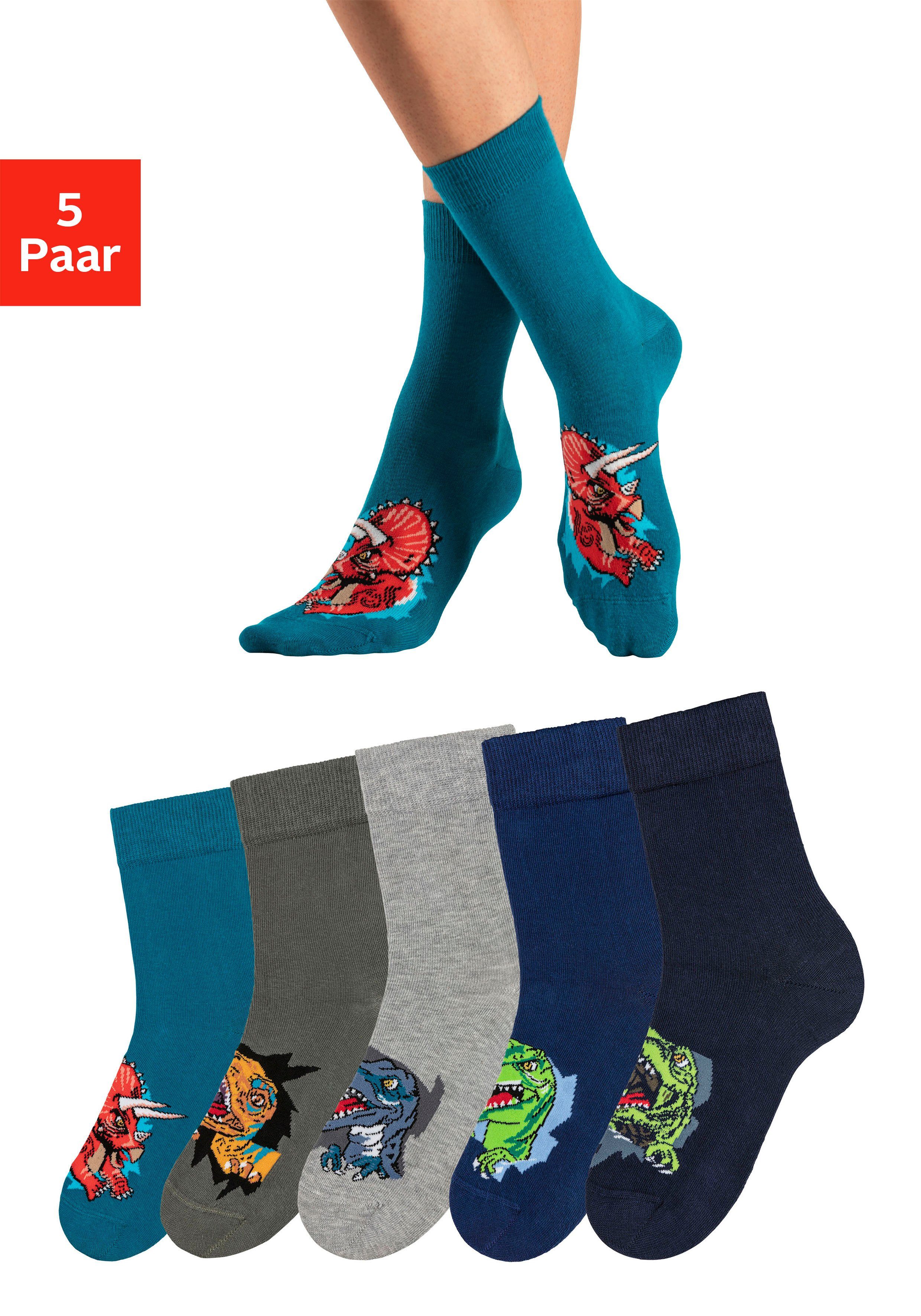 5-Paar) mit (Packung, Socken Dinosauriermotiven H.I.S