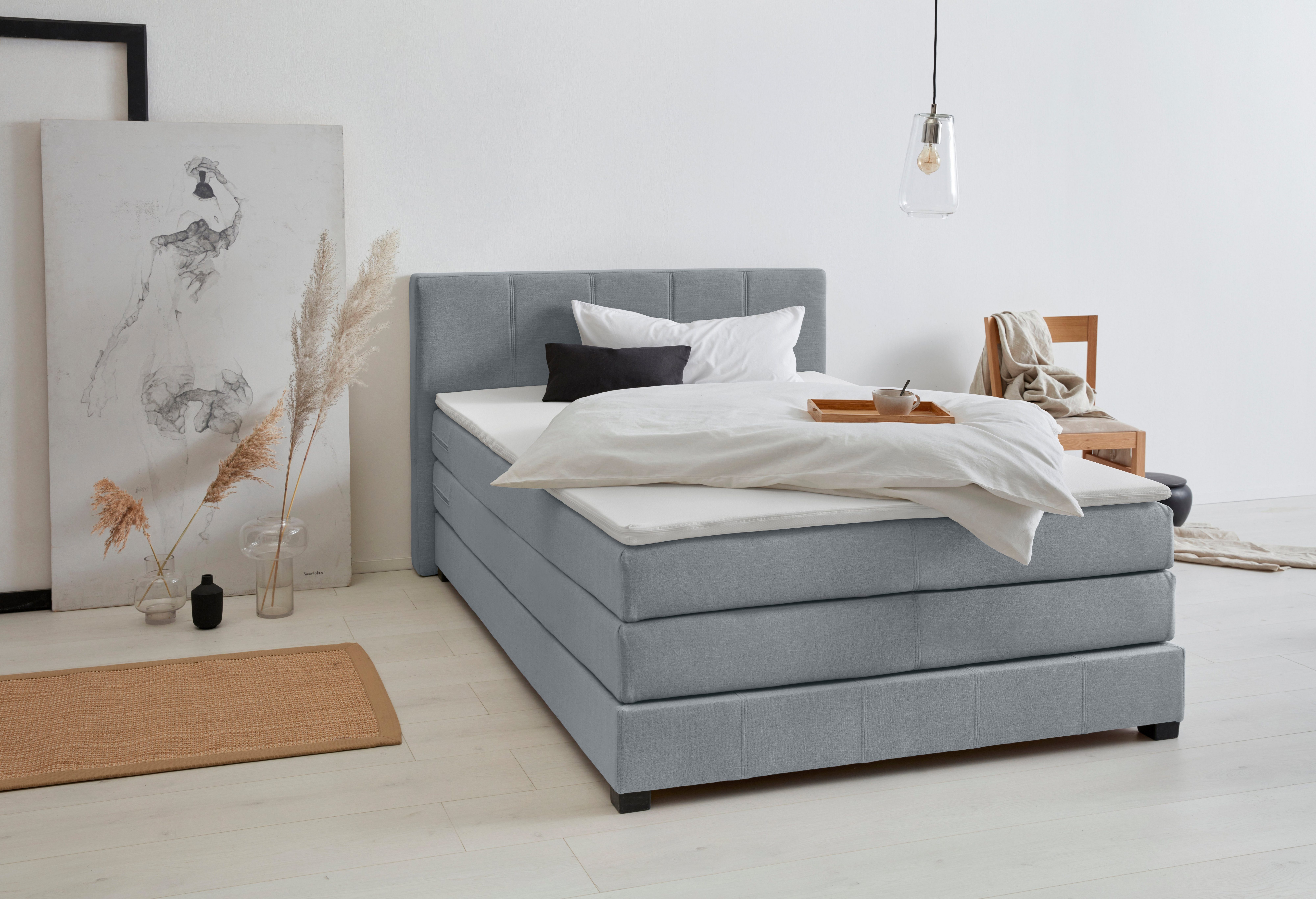 OTTO products Boxspringbett Peetu, Taschenfederkern-Matratze, in 4 Breiten und 4 Farben, incl. Topper