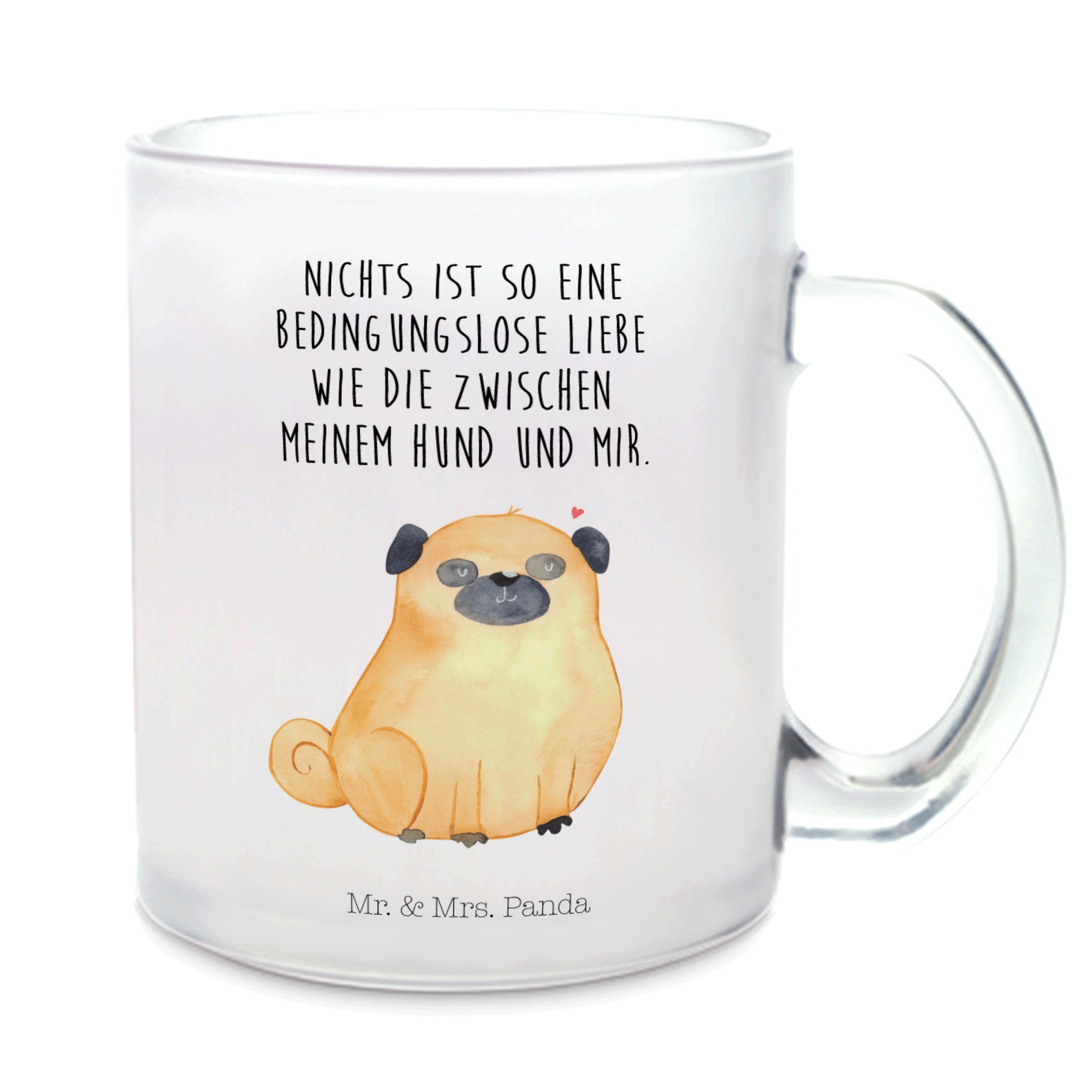 Mr. & Mrs. Panda Teeglas »Mops Transparent Geschenk, Teetasse