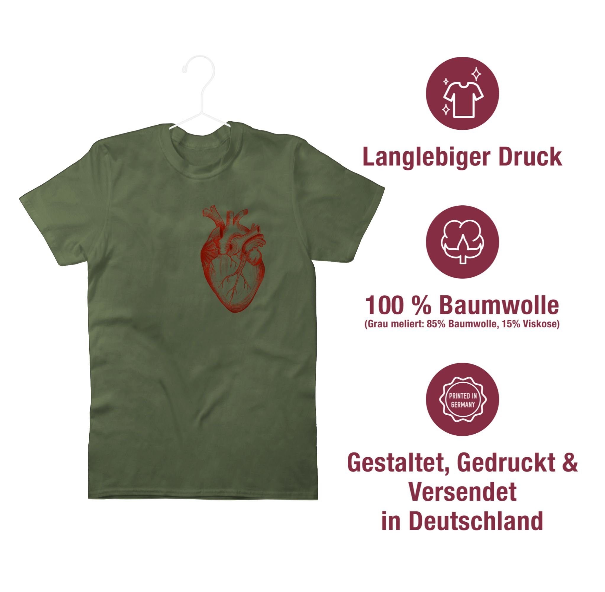 Anatomie Geschenke Army Nerd 03 Shirtracer Herz T-Shirt Grün