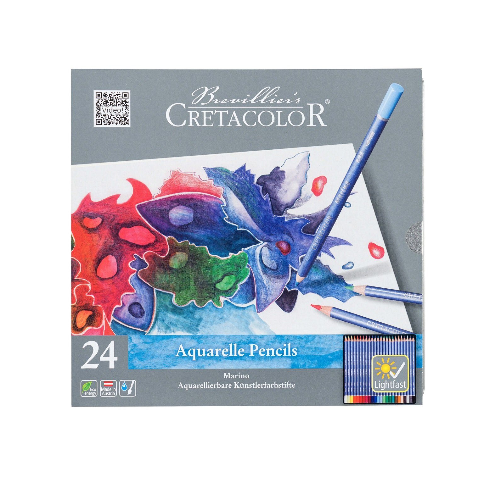 Brevilliers Cretacolor Aquarellstifte Marino Aquarellstifte, 24 Farben, hochwertige Künstlerfarbstifte - Made in Austria | Malstifte