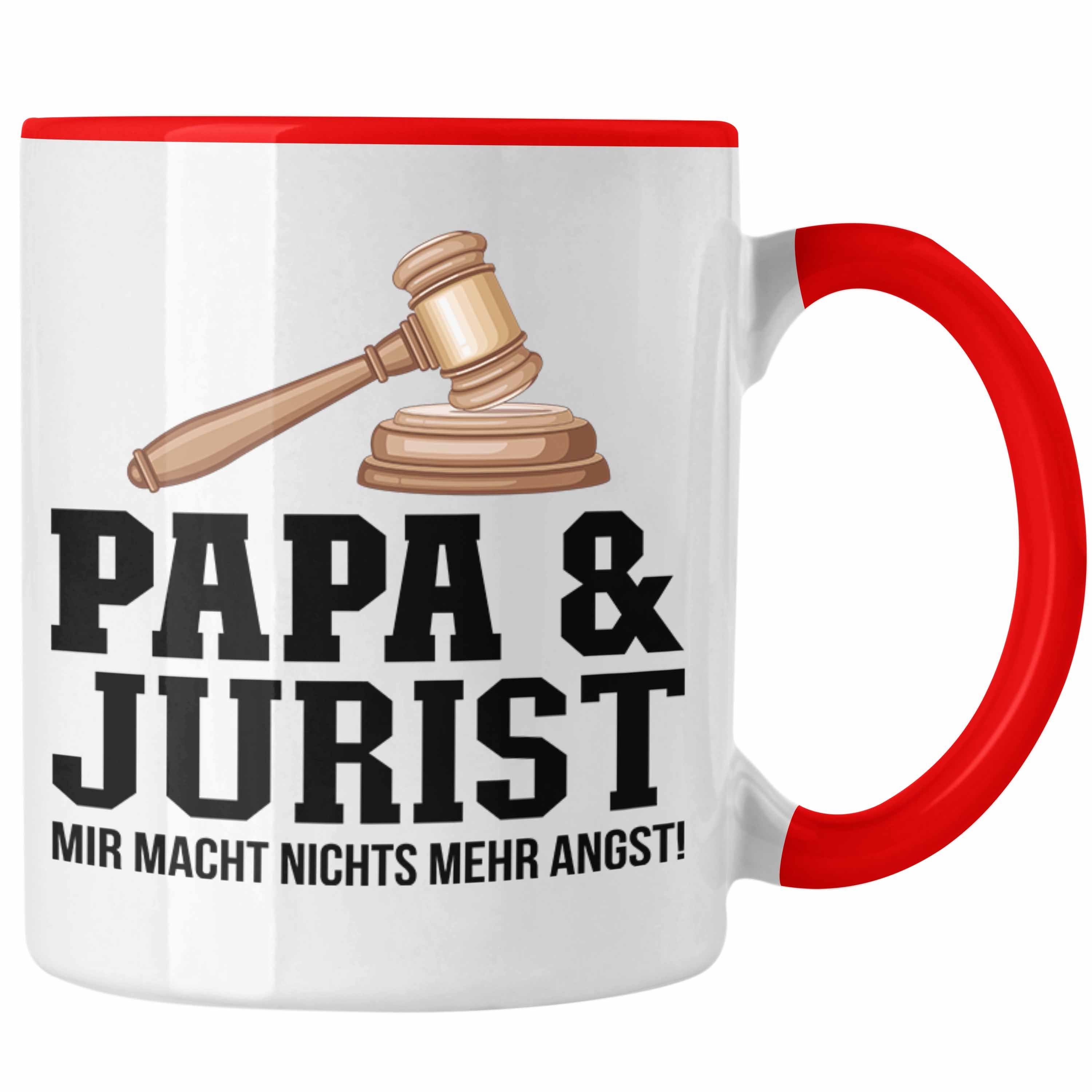 Trendation Tasse Trendation - Papa und Jurist Tasse Geschenkidee Vater für Jura Juriste Rot