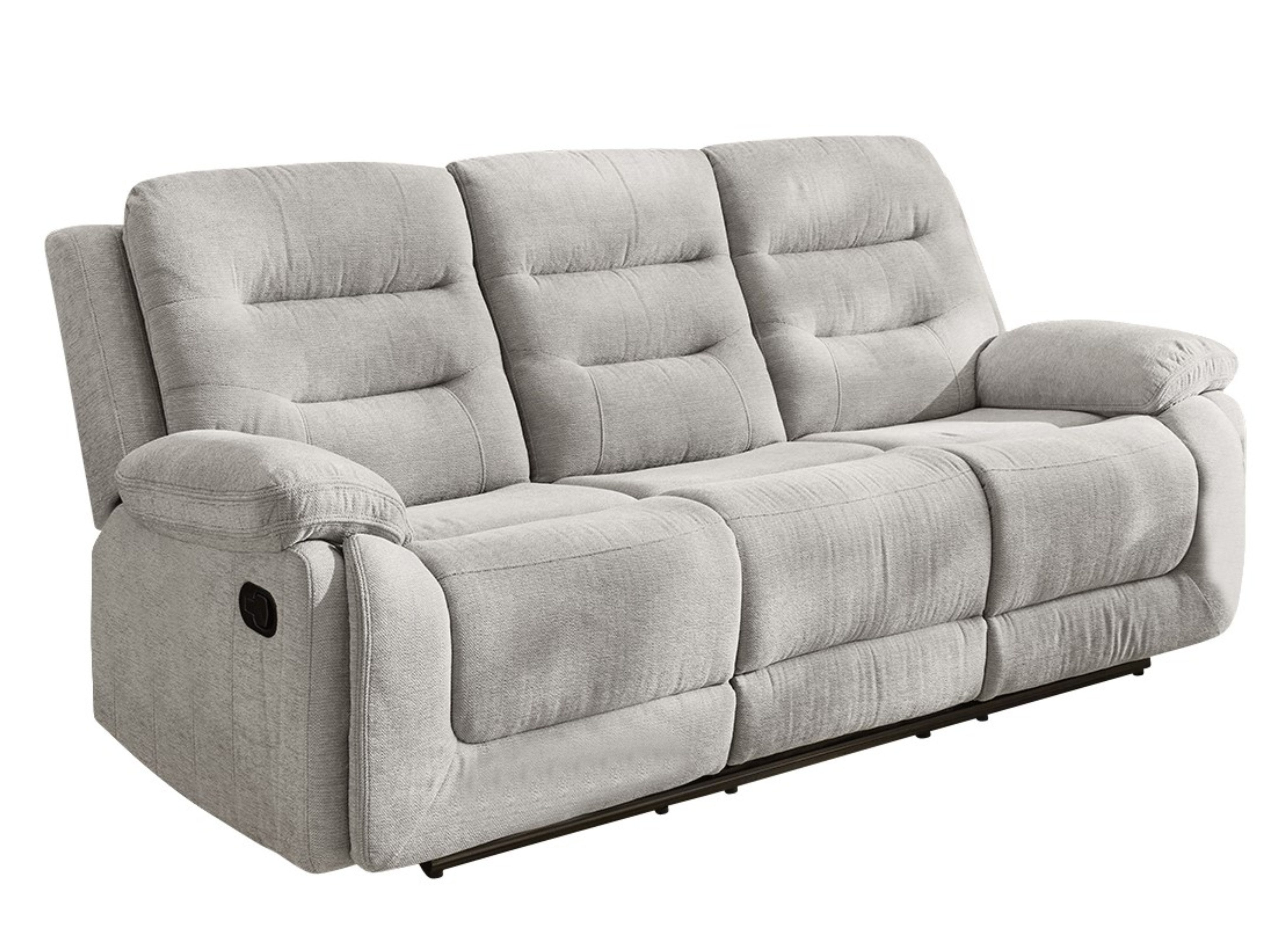 luma-home 3-Sitzer 15503, Sofa mit halbautomatischer Relaxfunktion B220/T98/H103 cm, Federkern, Wellenunterfederung, Bezug Chenille Grau