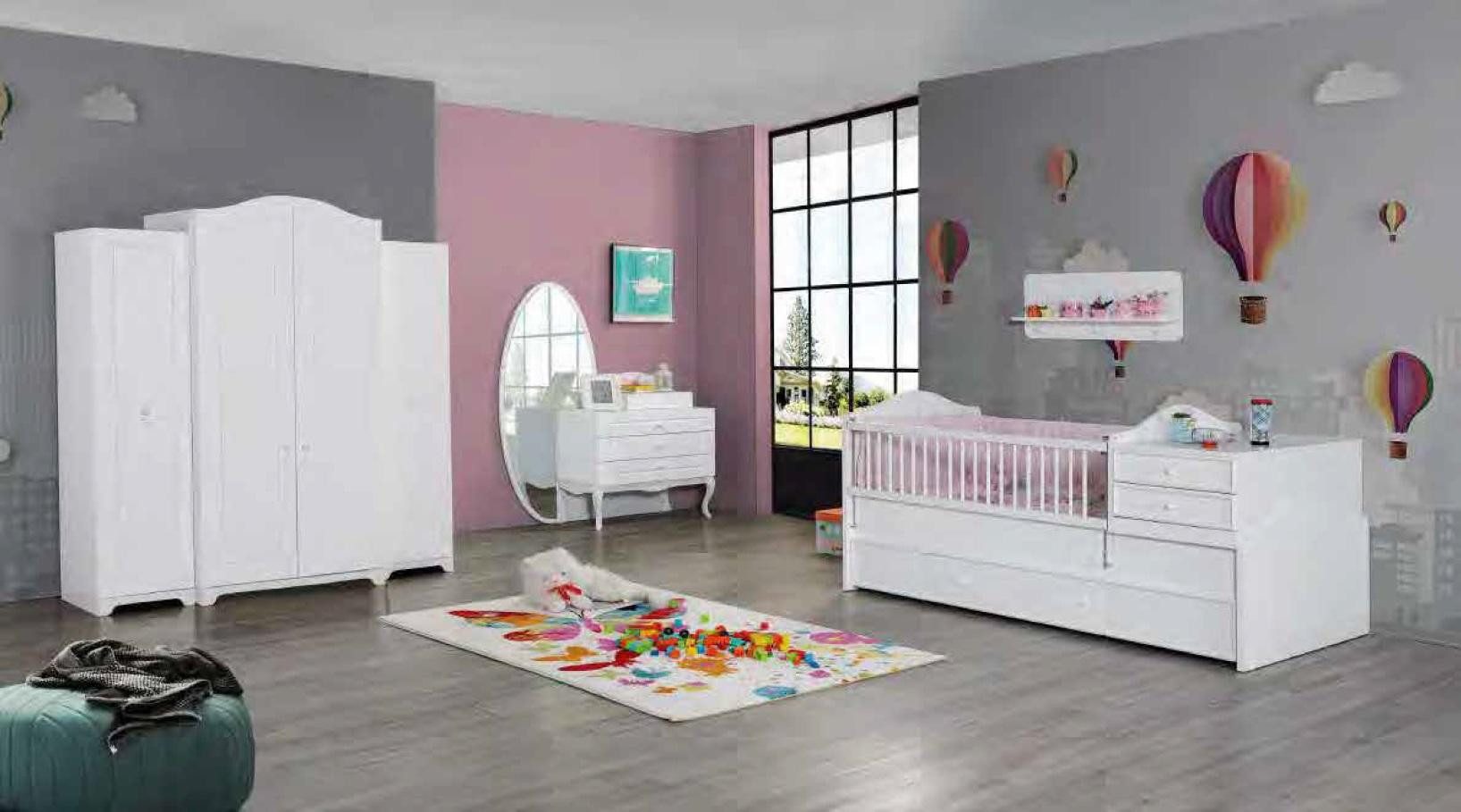 JVmoebel Jugendzimmer-Set Kinderbett und Kleiderschrank aus hochwertigem Holz in Weiß, Made in Europa