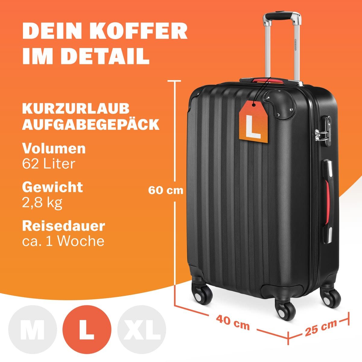 monzana Hartschalen-Trolley Baseline, 4 Rollen, Baseline günstig online kaufen
