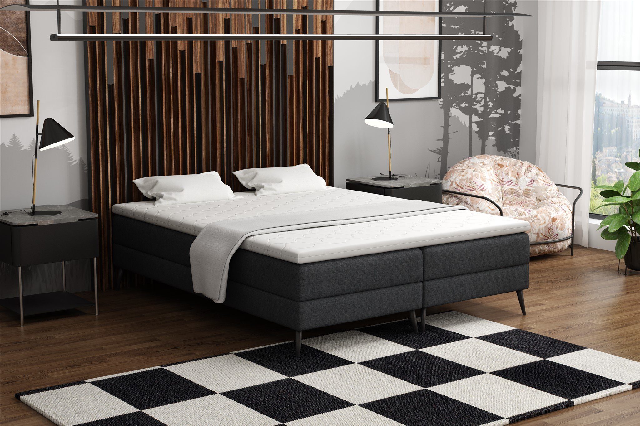 Fun Möbel Boxbett Dachschrägen-Schlafzimmerbett BREST in Stoff Soro (inkl. Kaltschaumtopper, Ideal für Dachschrägen), ohne Kopfteil