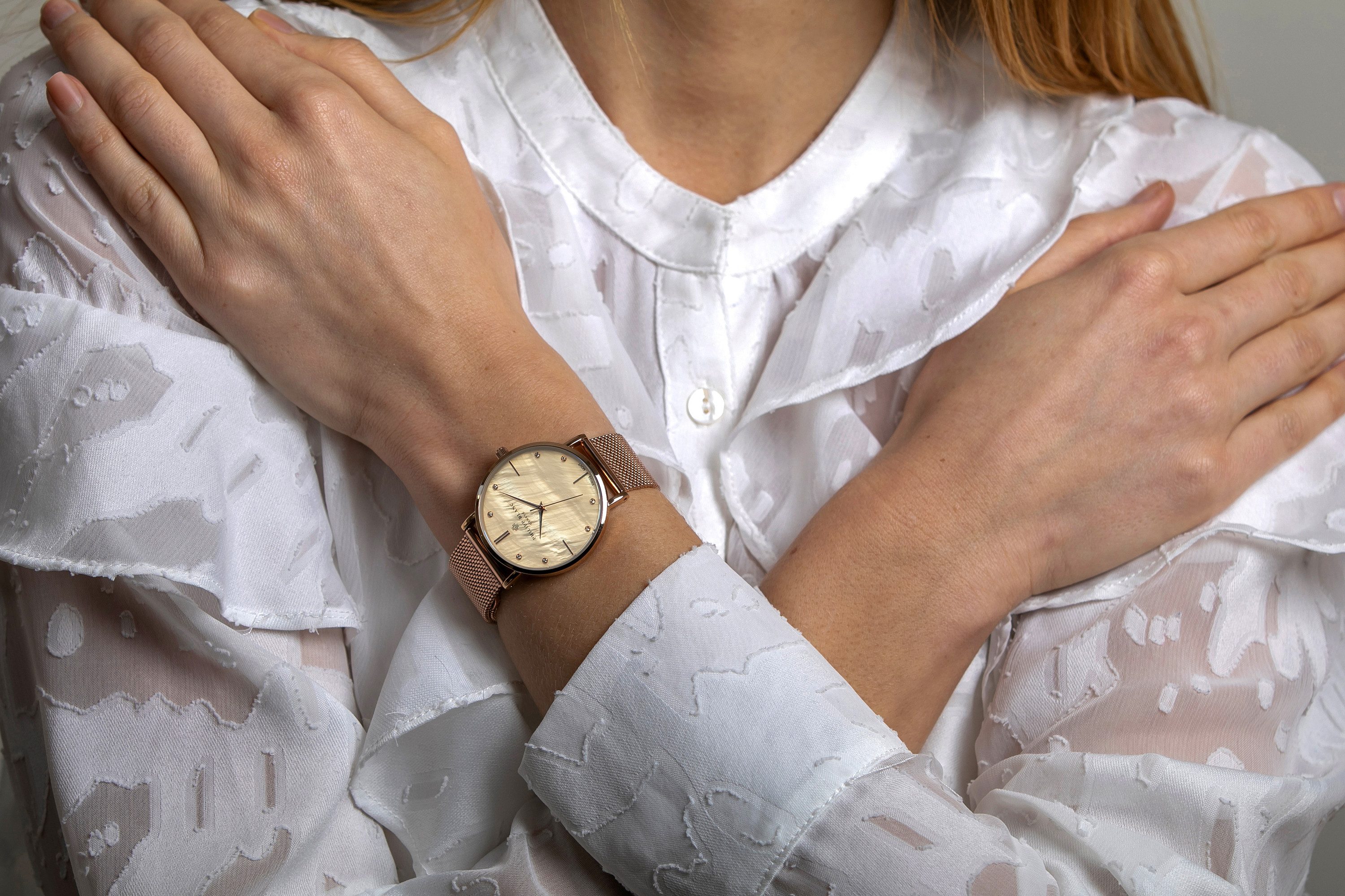 PHILIPP BLANC Quarzuhr PB6-B028R Lausanne, roségoldfarbenes Netz