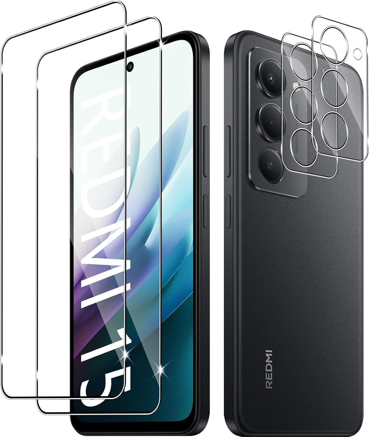 MSM Displayschutzglas 2X Schutzglas (Display + Kamera) für Xiaomi Redmi 15 Panzerfolie