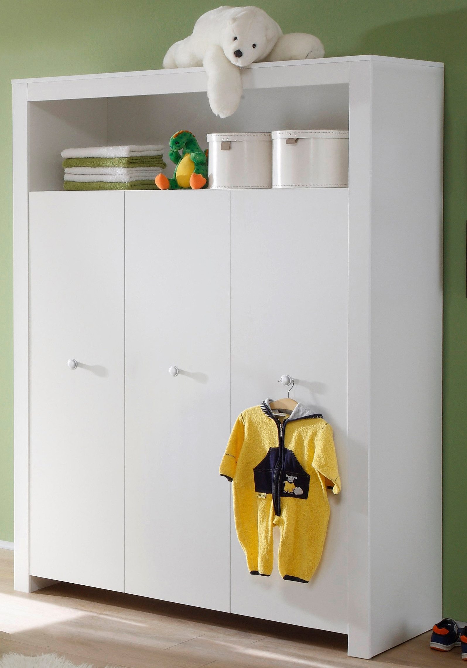 trendteam Kleiderschrank Olivia (3-türig, 130 x 186 cm, Schrank weiß matt) auch mit rosa oder blau