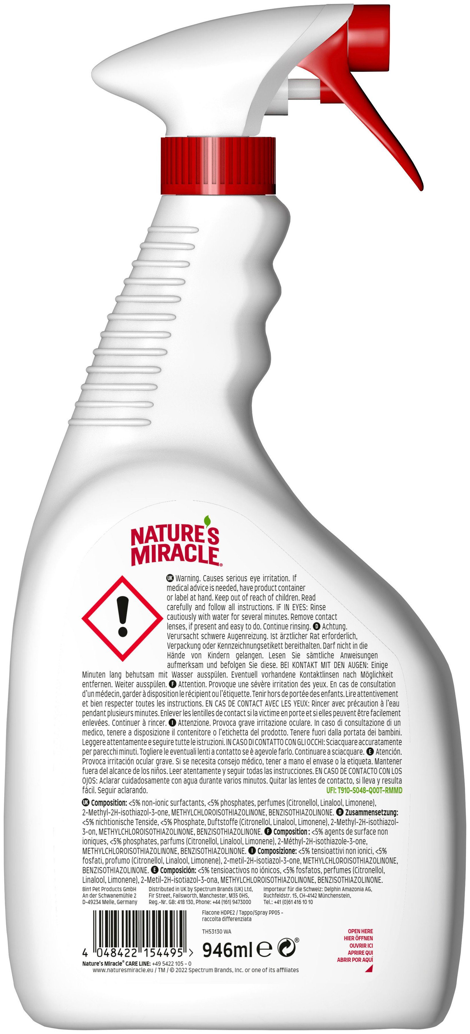 ml) Fleckentferner Cat Urin-Flecken-Entferner Nature's Miracle (946