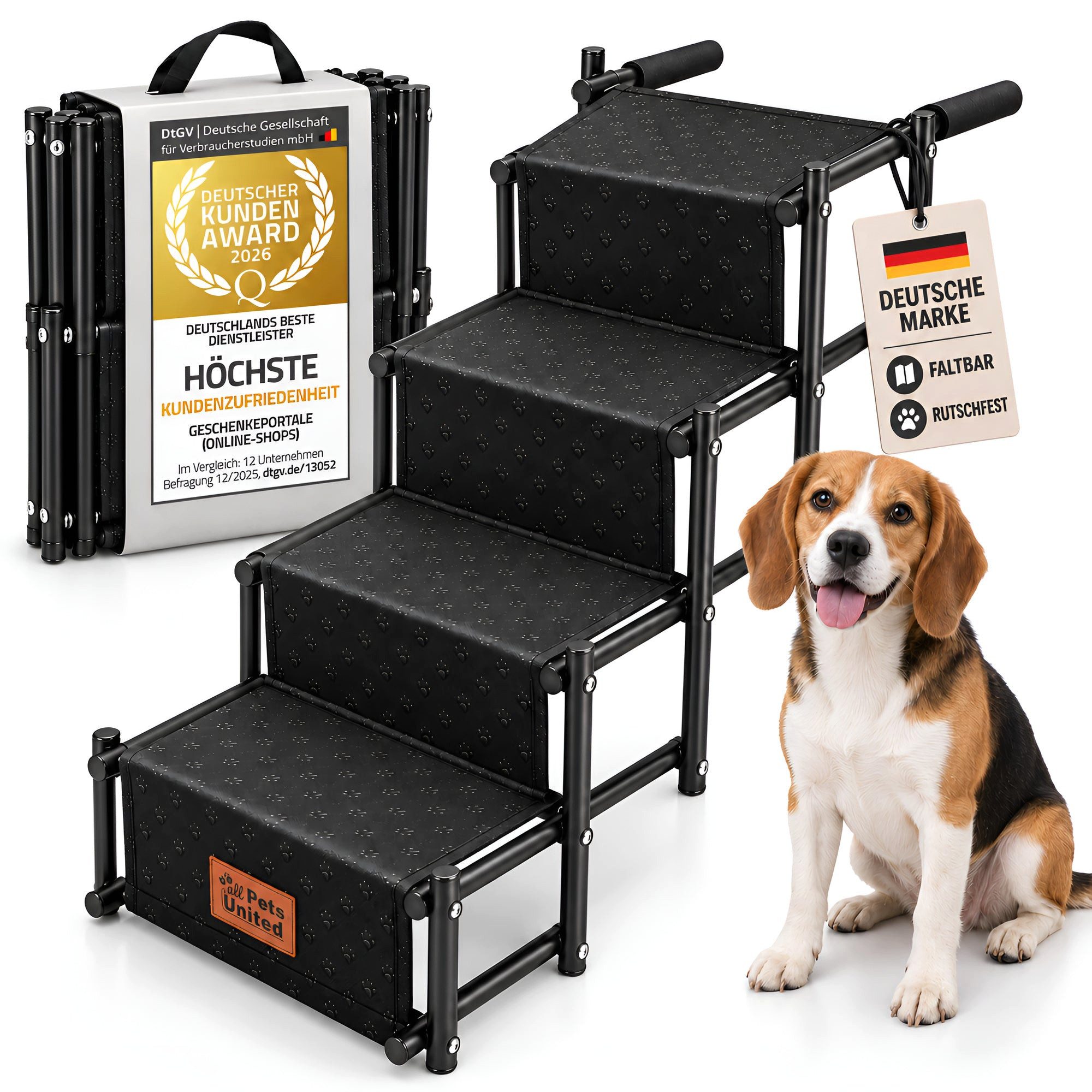 all Pets United Hunderampe klappbarer Hundetreppe (Einstiegshilfe für Kofferraum), für Große & Kleine Tiere