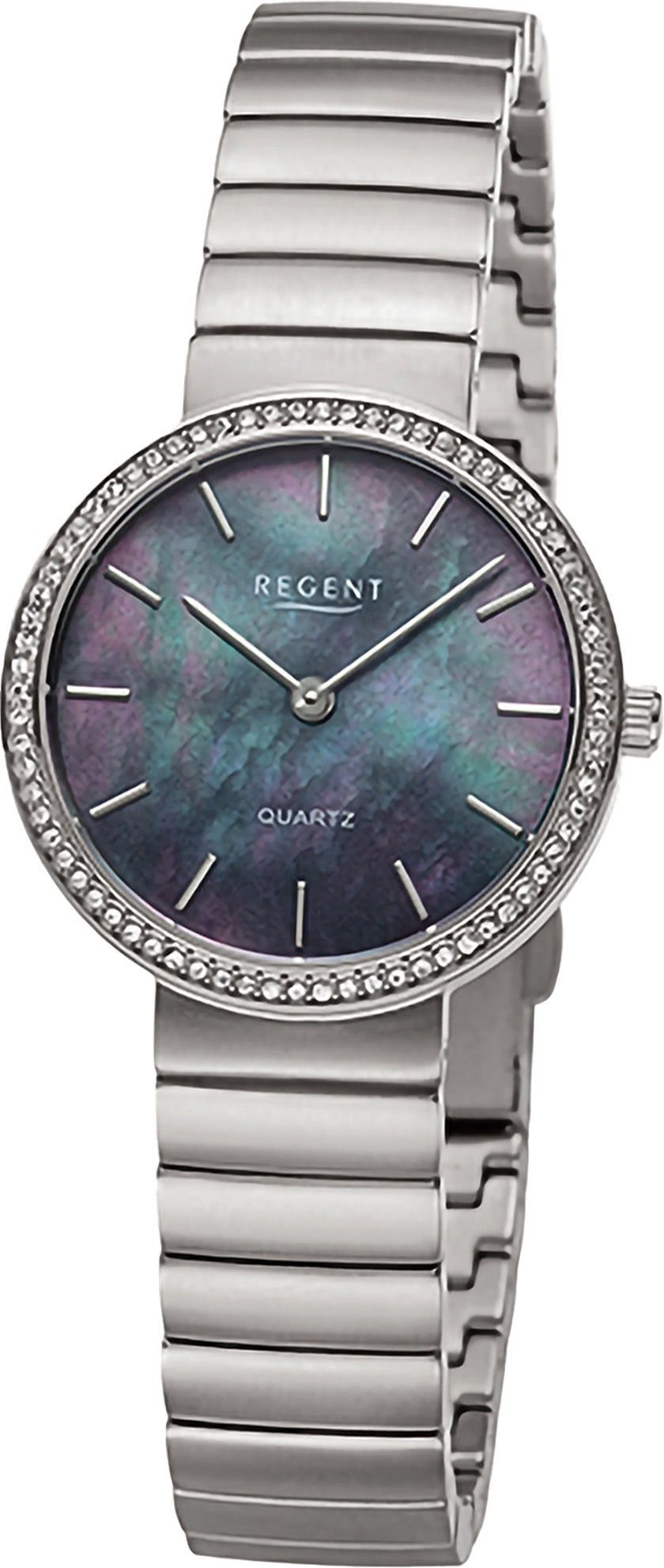 Regent Quarzuhr Regent Damen Armbanduhr Analog, Damen Armbanduhr rund, extra groß (ca. 30mm), Metallarmband