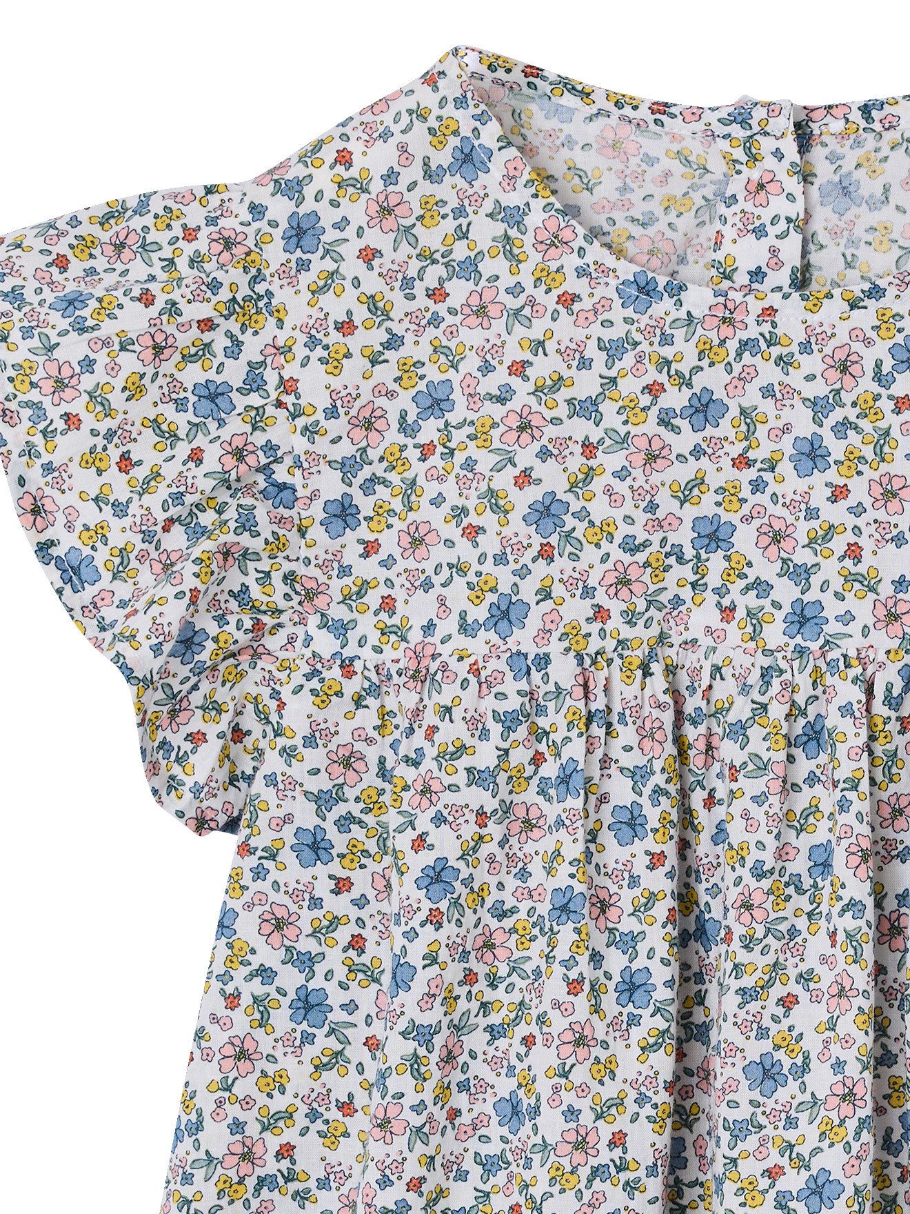 vertbaudet Kurzarmbluse Geblümte Mädchen Bluse mit kurzen Volantärmeln