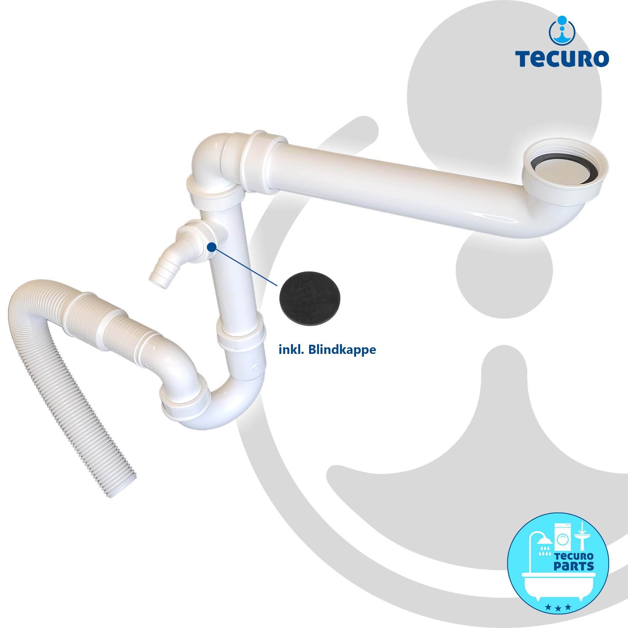 tecuro Siphon Raumspar - Spülen Siphon Geruchsverschluss flexibel Ablaufschlauch