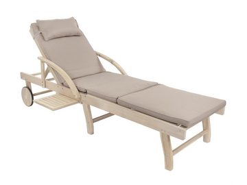 Gartenliege elegante Sonnenliege St. Tropez 100% FSC® Akazienholz, Set, 1 St., inkl. Auflage, verstellbares Kopfteilund und Fußteil