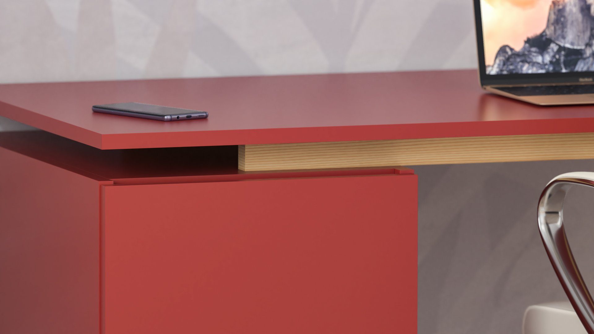 Liam Schrank) mit Schreibtisch mit Liam Schreibtisch Rot Schrank Siblo (Kinderschreibtisch