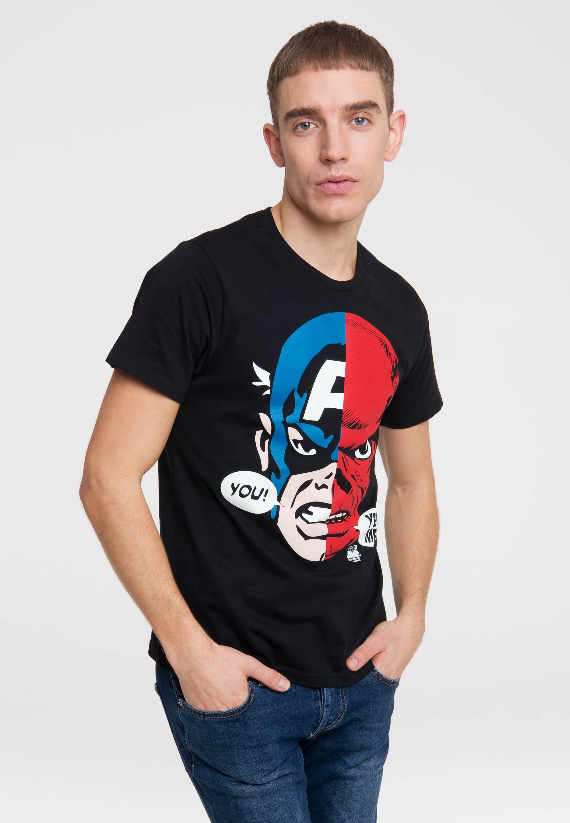 LOGOSHIRT T-Shirt Marvel - Captain America & Red Skull mit Captain America-Motiv