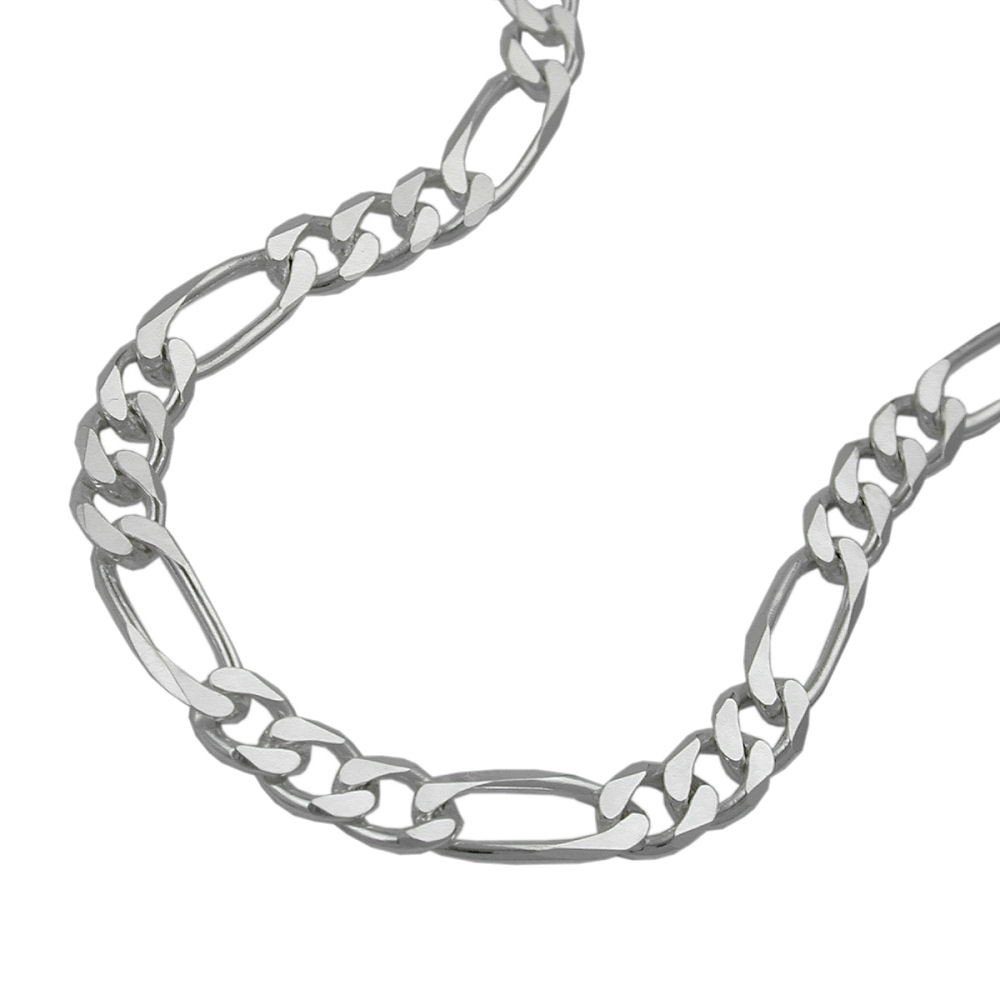 unbespielt Silberkette Halskette Collier Figarokette flach 6 x diamantiert  925 Silber 45 cm x 5 x 1,3 mm inkl. kleiner Schmuckbox, Silberschmuck für  Damen und Herren