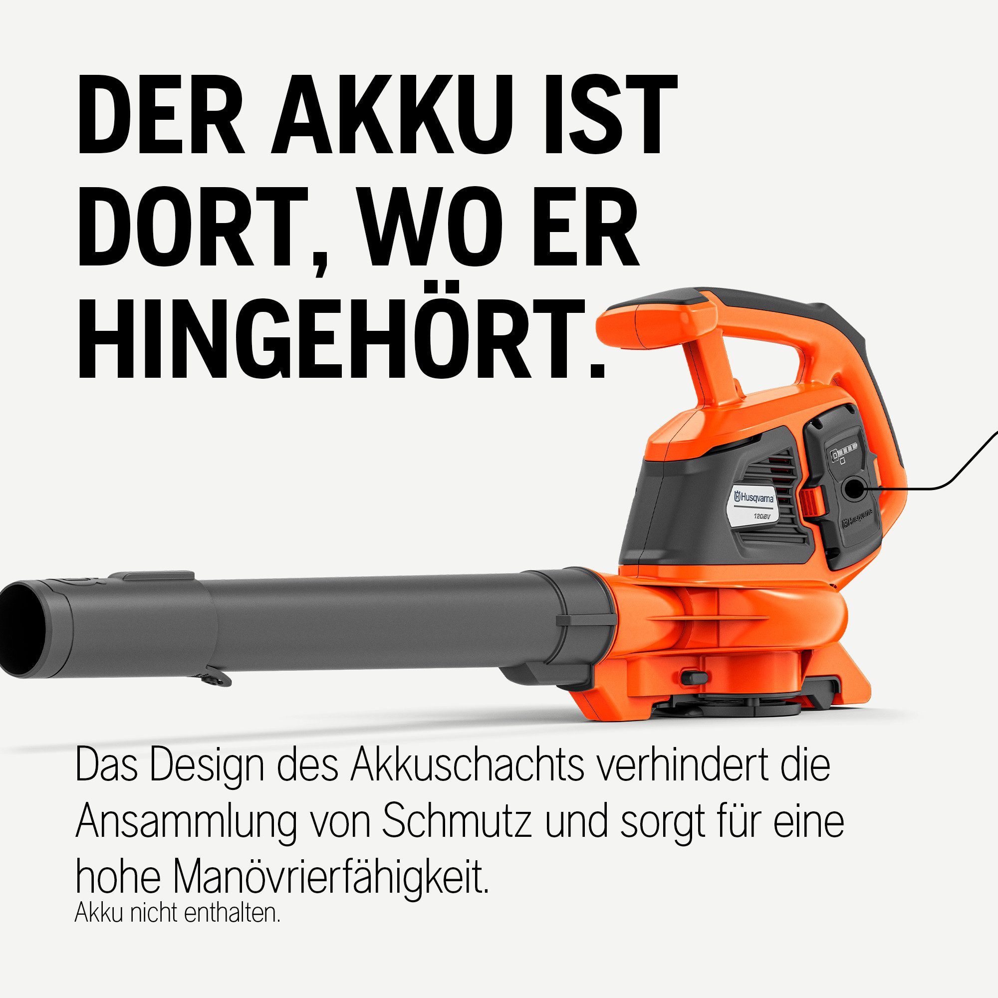 Husqvarna Akku-Laubbläser 120iBV, kabellos 36V, exkl. Akku und Ladegerät, 10 N Blaskraft – Bild 4 von 5