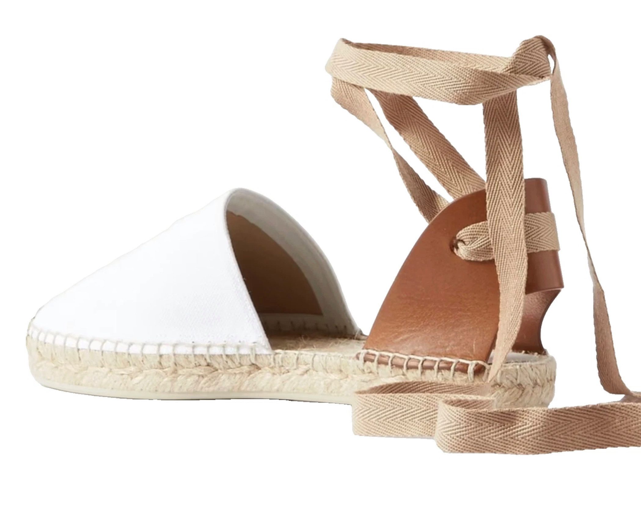 CHRISTIAN LOUBOUTIN Nanou Lace Canvas Leder Schnürsandale Schuhe Espadrille Charakteristische rote Laufsohle von Christian Louboutin