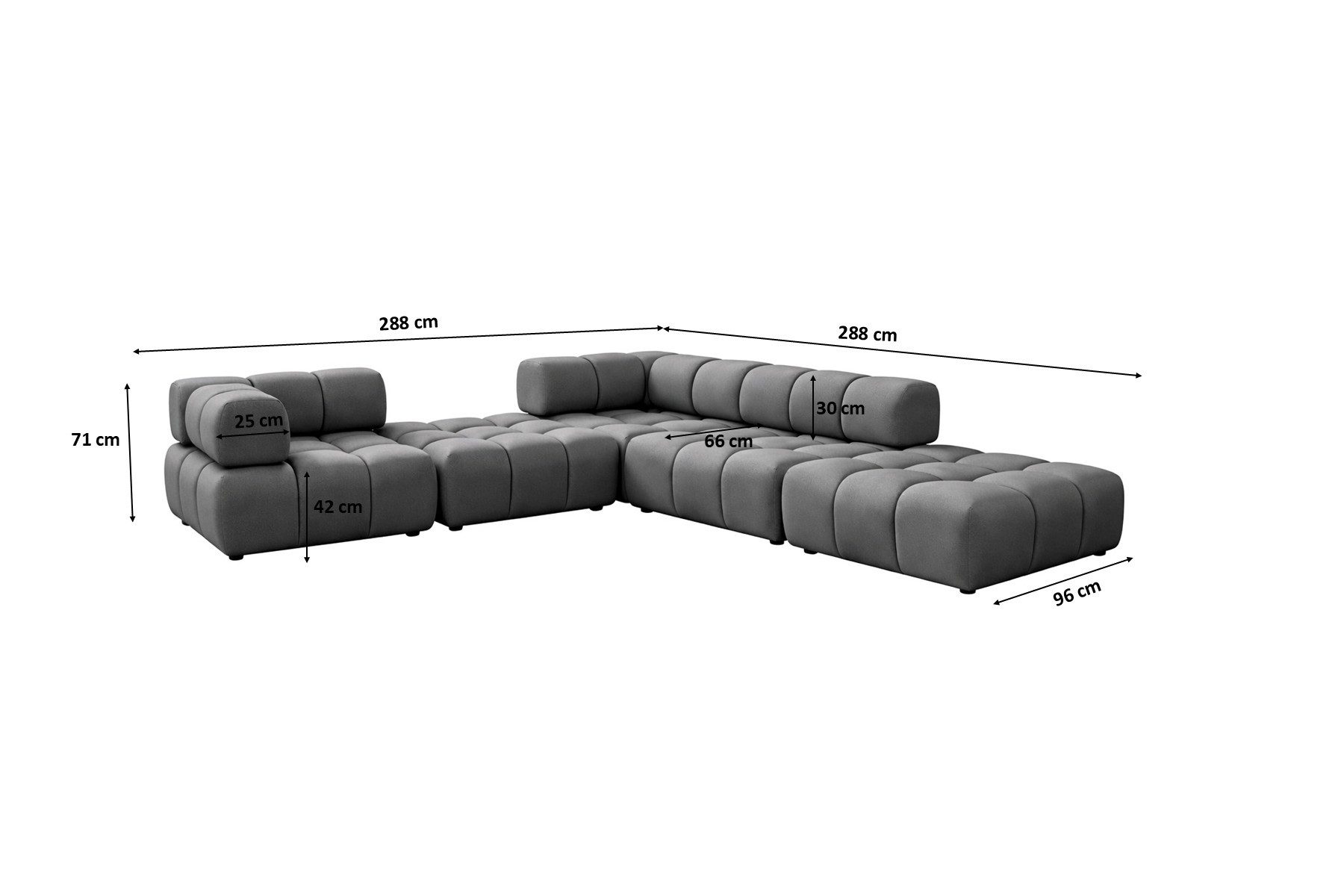 Kaiser Möbel Ecksofa universell modern modular Premium aus Veloursstoff Bluvel,BOLLA Corner, Einzelartikel, luxuriöses Designer-Ecksofa,moderne Bubble-Form