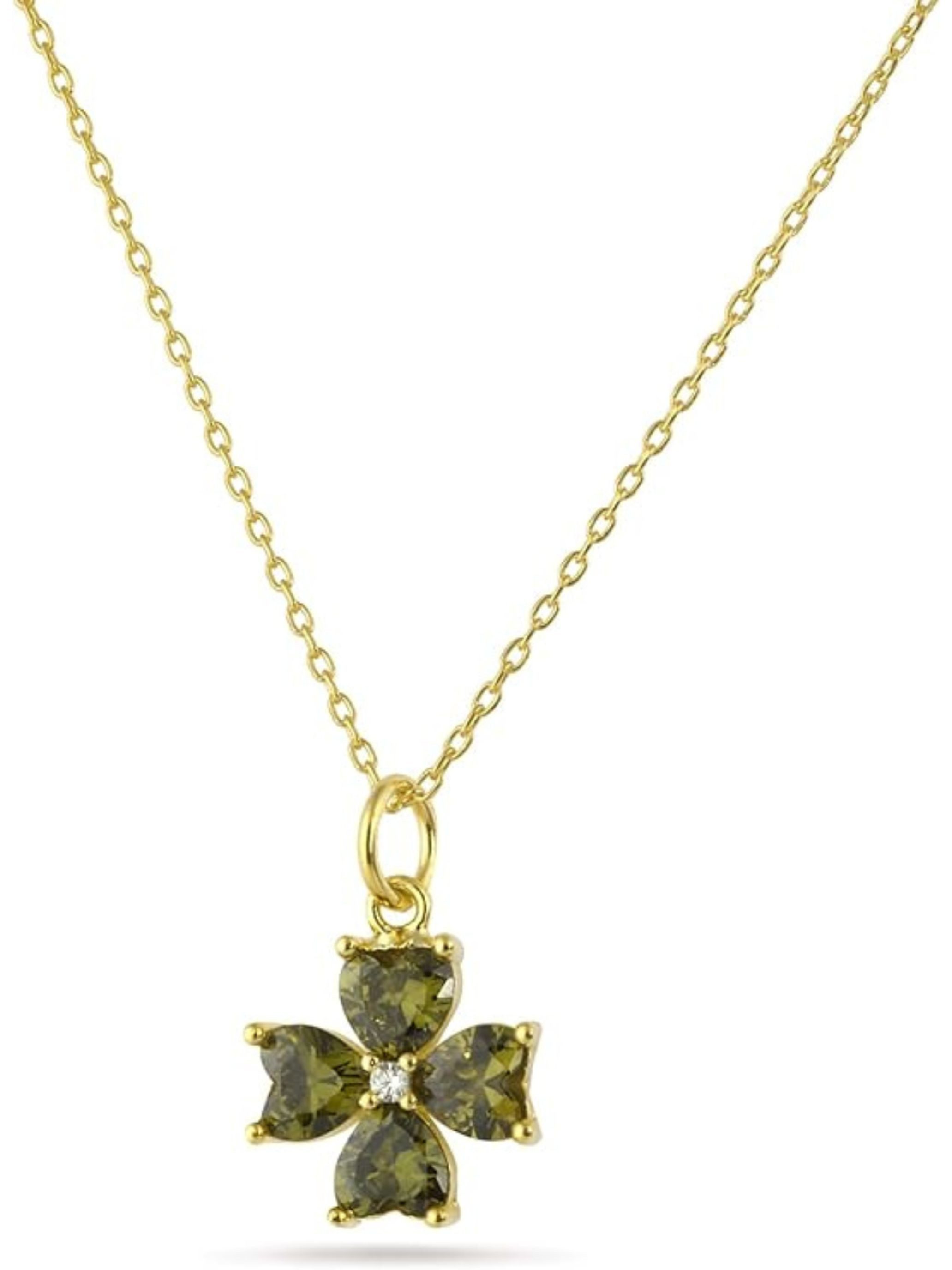 Einzelstück Charm-Kette Halskette mit Kleeblatt Anhänger 925 Sterling Silber