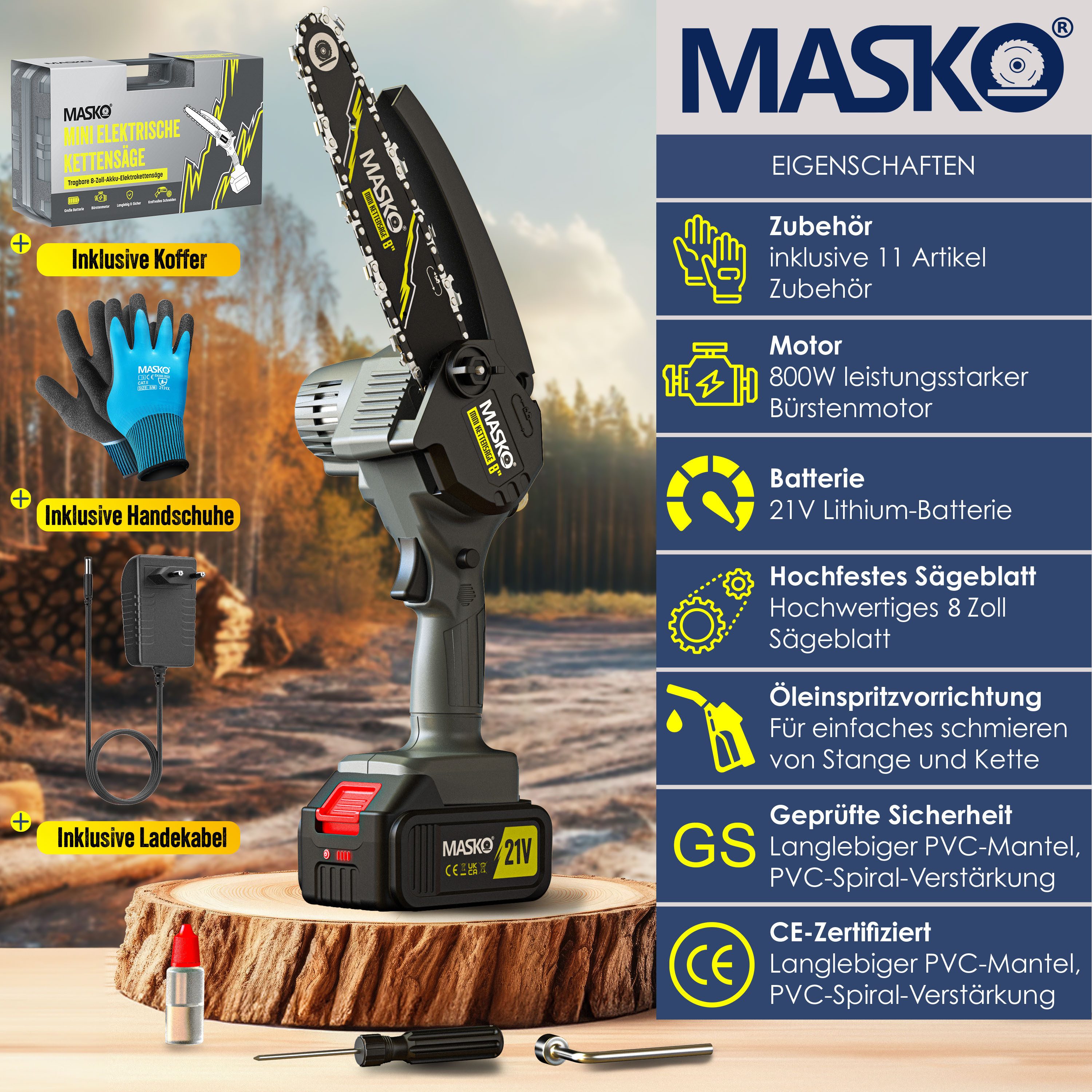 MASKO Akku-Kettensäge