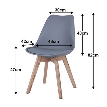 etc-shop Stuhl, Esszimmerstühle Eiche grau Schalenstühle 4er Set Küchenstühle