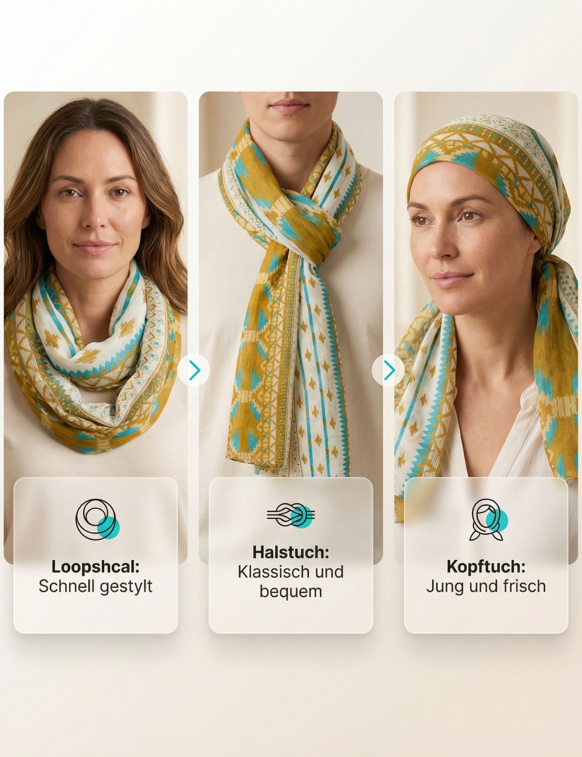 Sunsa Halstuch Damen Schal Tuch Baumwolle Halstuch Sommer Scarf mit Blumen, Abstract Aufdruck