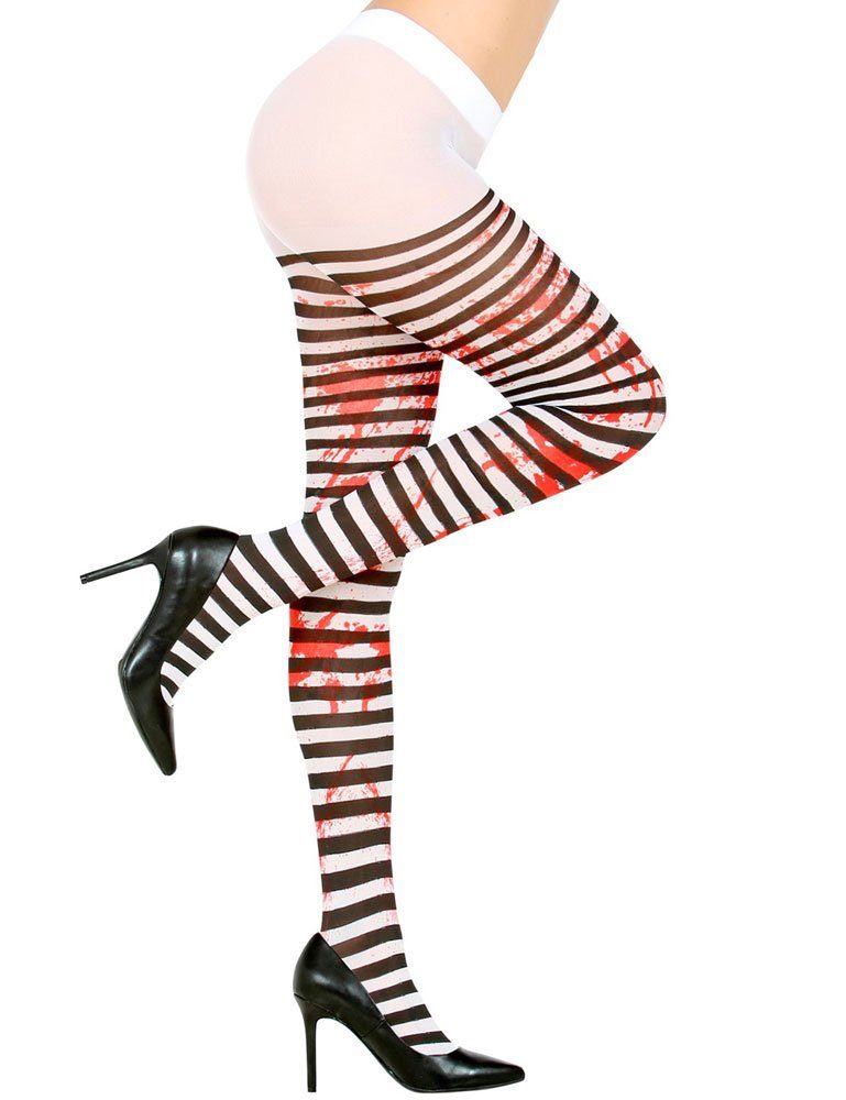 Blaster Blutige Strumpfhose für Damen 50 DEN, Schwarz Wei
