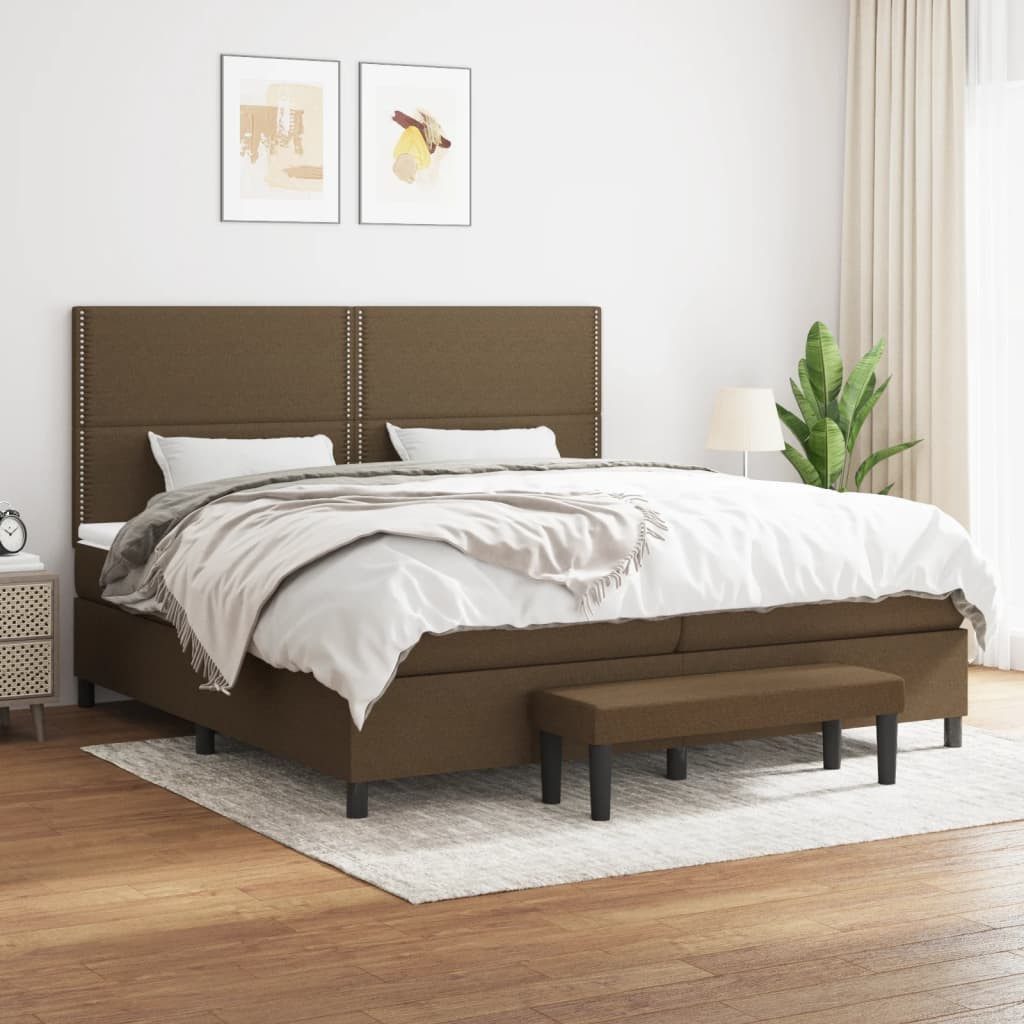 vidaXL Boxspringbett Boxspringbett mit Matratze Dunkelbraun 200x200 cm Stof günstig online kaufen