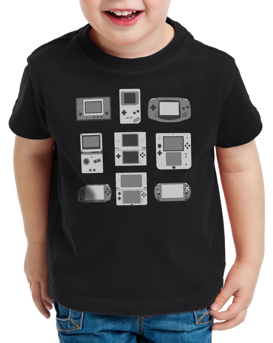 style3 Print-Shirt Kinder T-Shirt Handheld Konsole controller videospiel spielekonsole schwarz