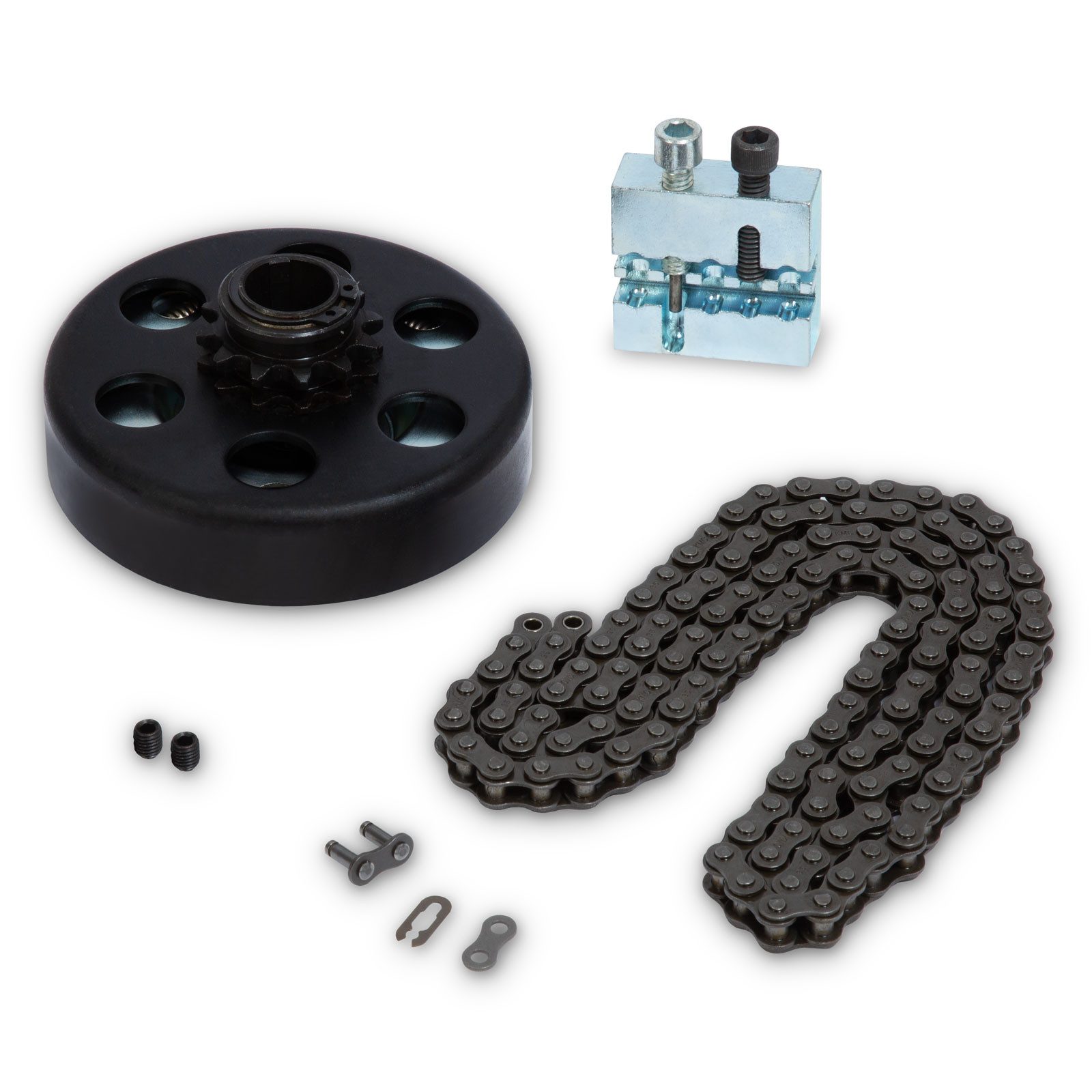 EBERTH Stromerzeuger Fliehkraftkupplung für Welle 19,05mm Ø, Kettenradkupplung mit Kette Typ 35# 1,2m und Toolkit