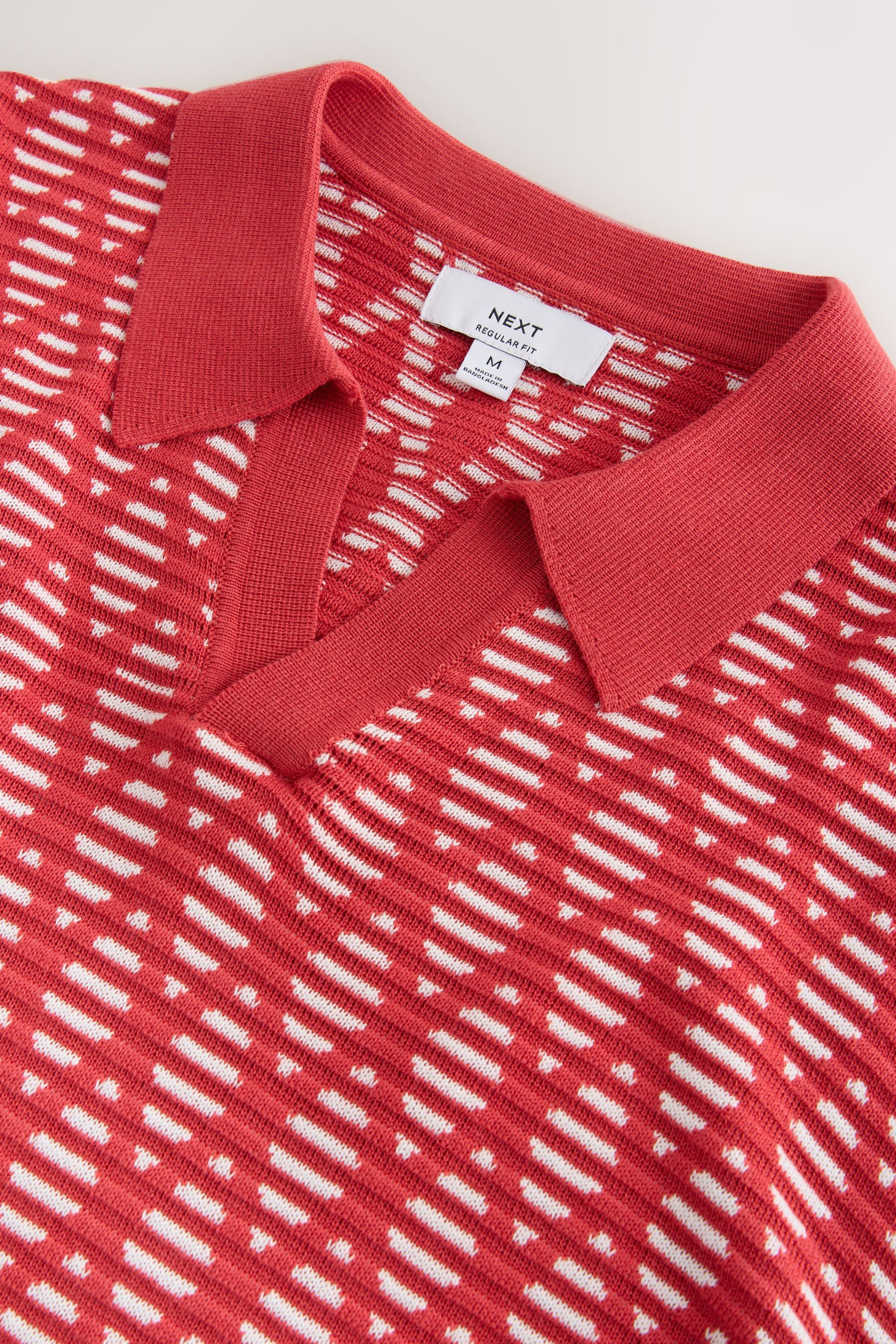 Next Poloshirt Kurzärmeliges Regular Fit Polohemd, Argyle-Muster (1-tlg) – Bild 4 von 5