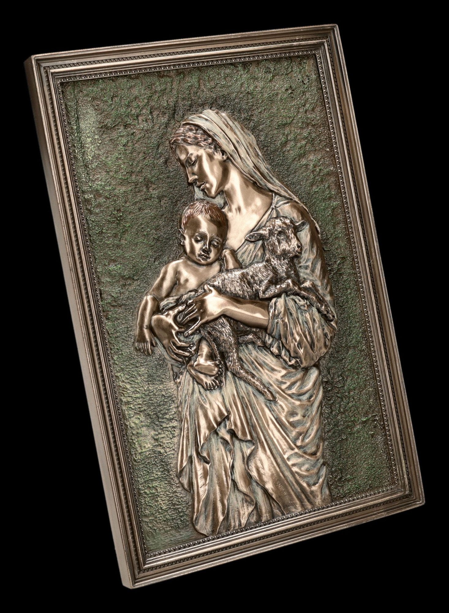 Figuren Shop GmbH Wanddekoobjekt Madonna mit Kind Wandrelief – Sakrale Figur Maria 23 cm Wandbild Deko
