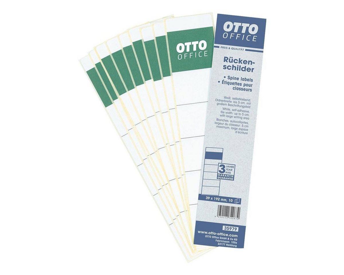 Otto Office Etiketten, für Ordner, 10 Stück, 39x192 mm, selbstklebend